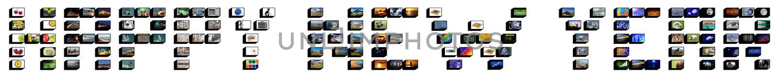 Photocomposition with more than one hundred images, congratulations for the new year