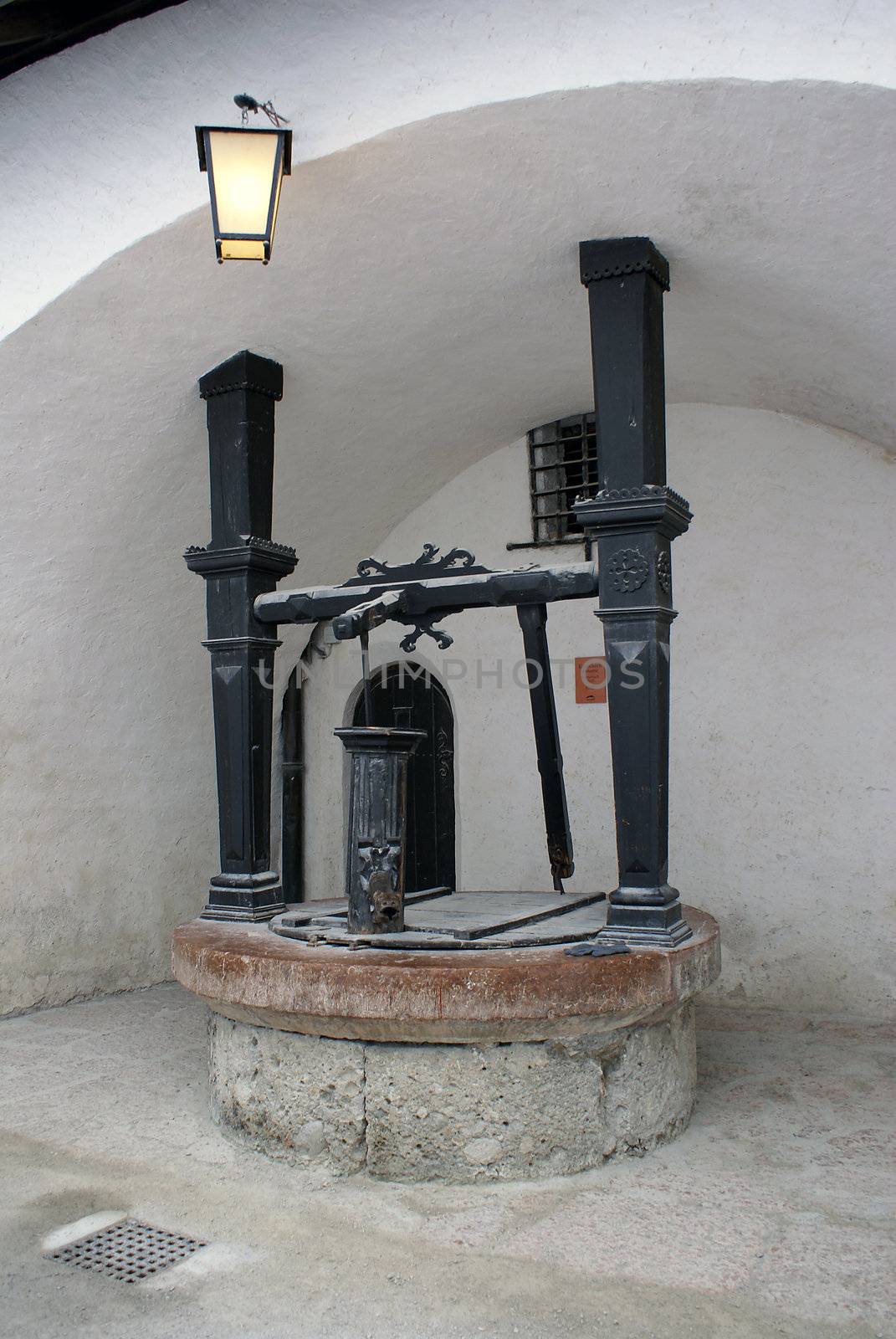 Historic well inside the fortress of Salzburg City.