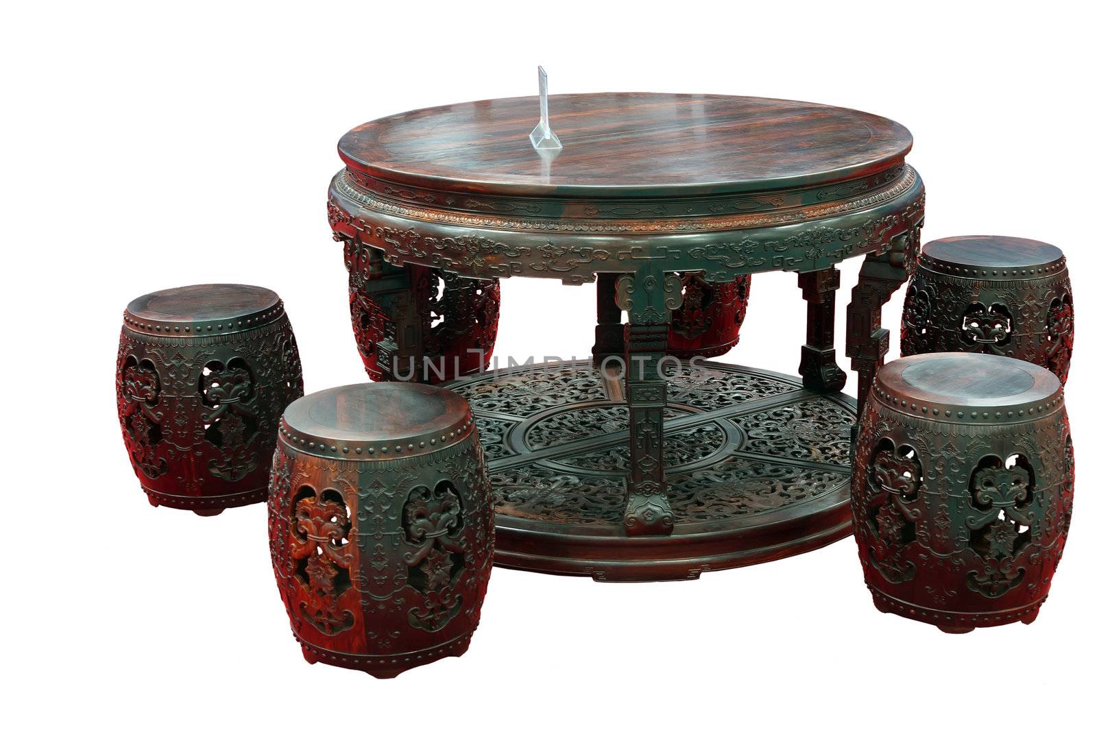 Mahogany furniture - round table and stool by xfdly5