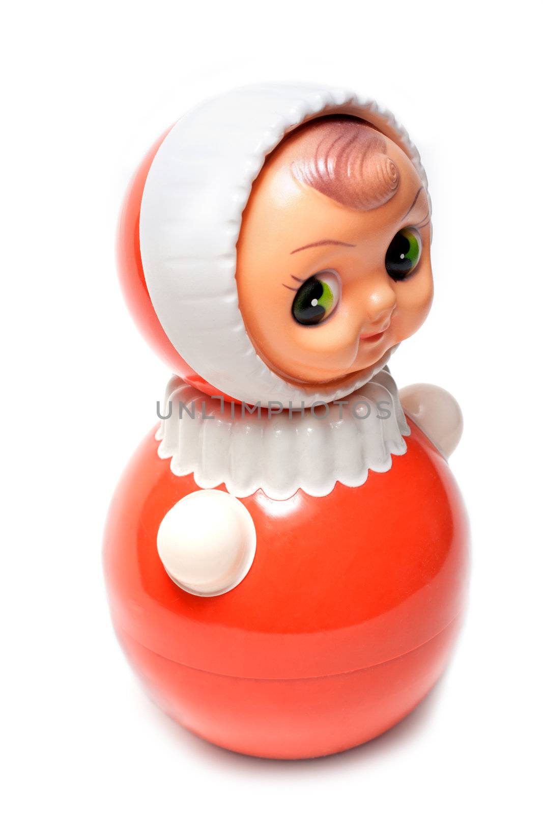 Plastic set of nesting dolls insulated on white background