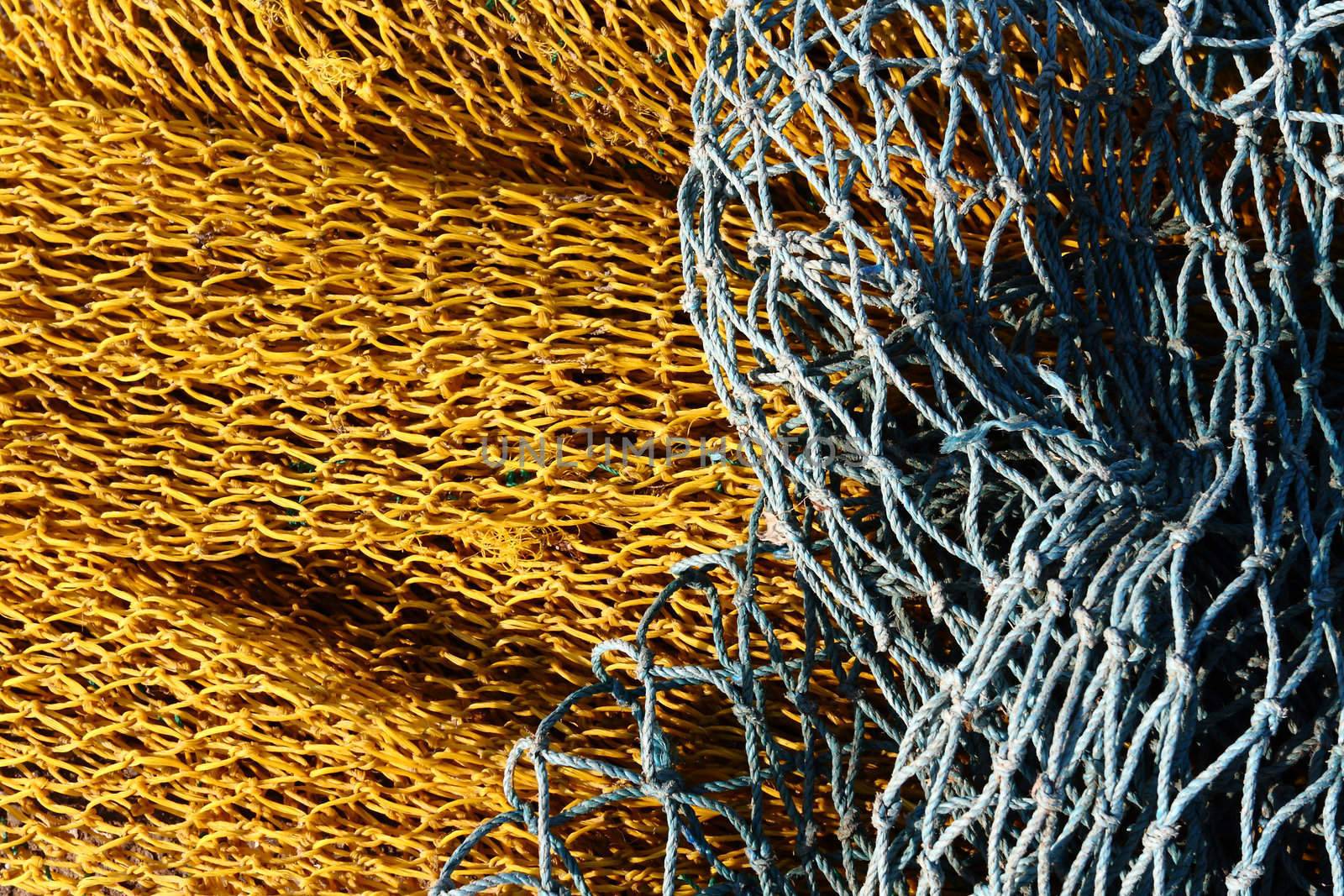 Yellow and blu fishnet