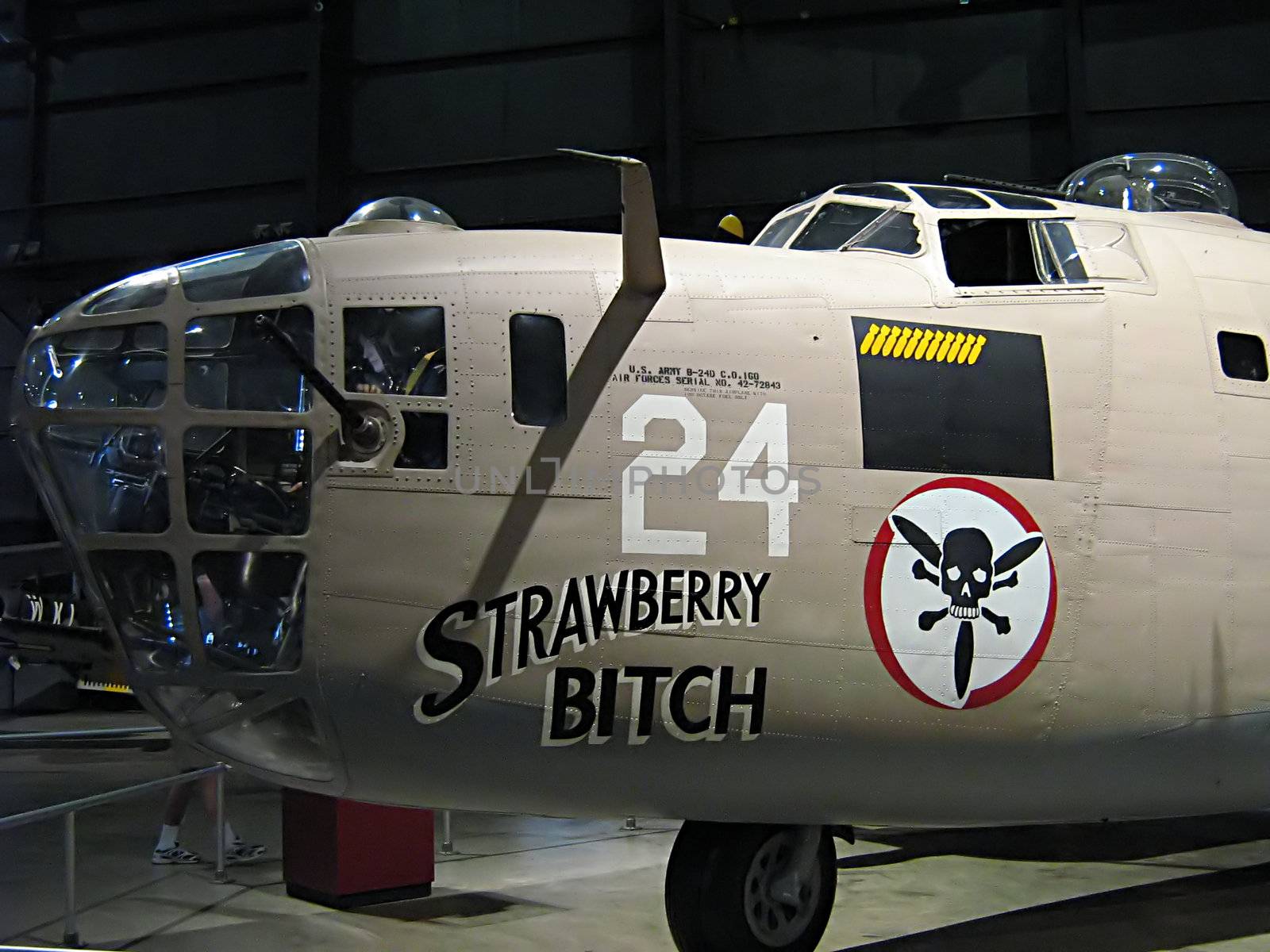 A photograph of nose art on a World War II era airplane.