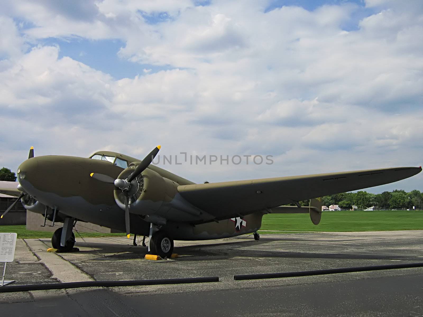 A photograph of a vintage military airplane.