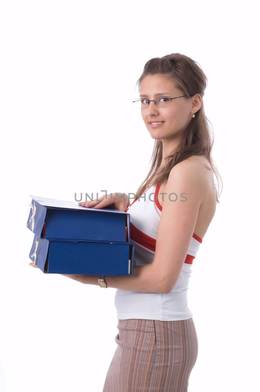 The girl with folders by andyphoto