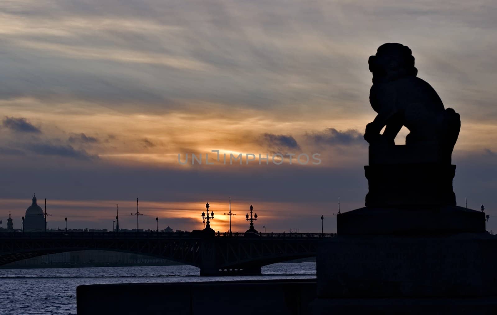 Sunset on the river Neva in St.-Petersburg by andyphoto