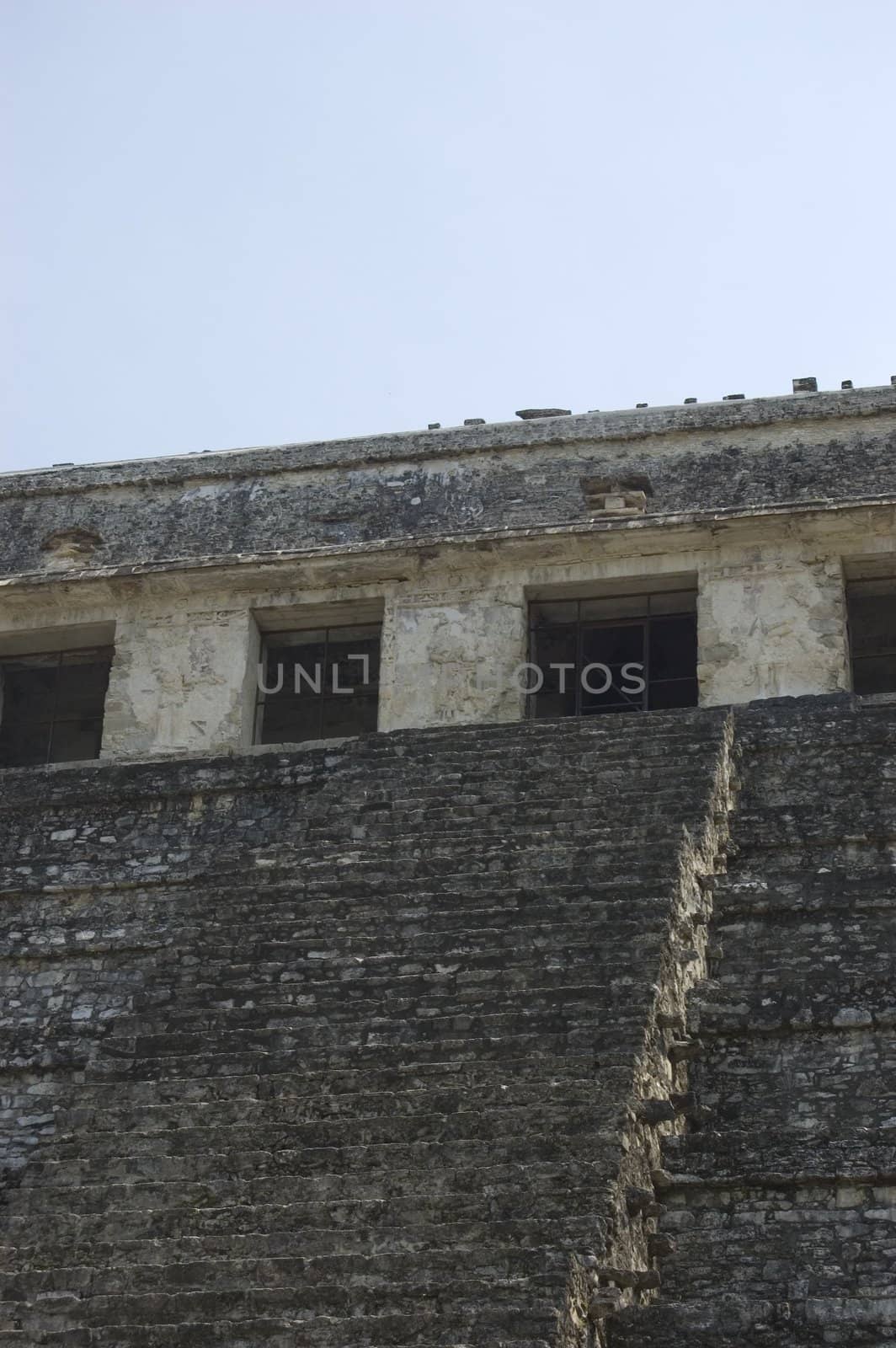 Detail of one of the temples in the mayan ruins of palenque, Chiapas Mexico