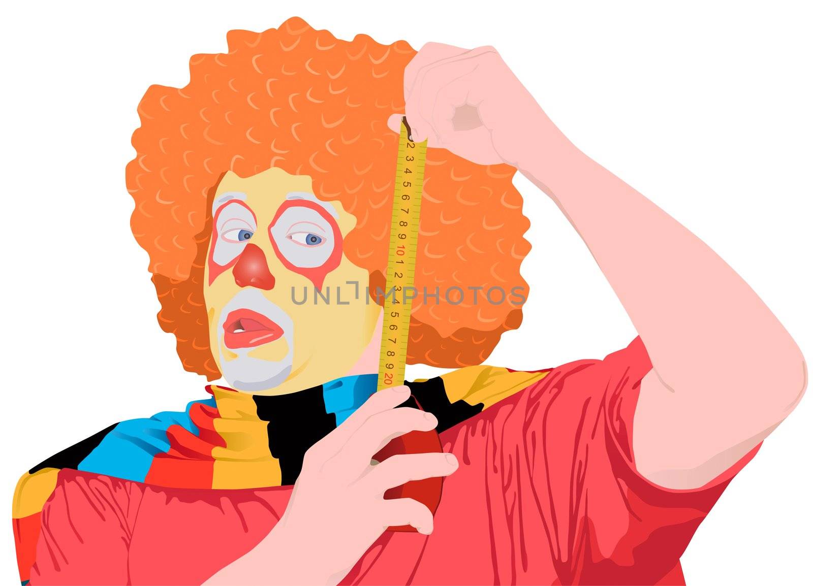 The clown in a red t-short with a roulette