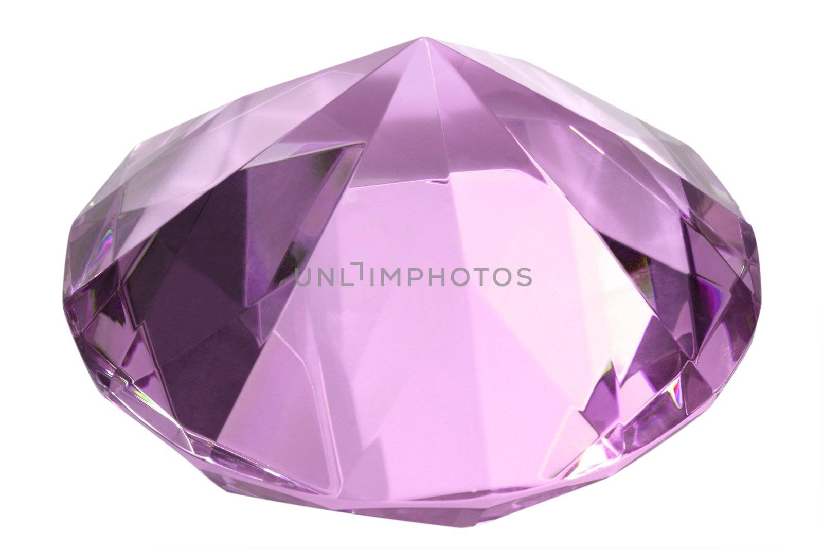 Pink diamond of glass - isolated on white background