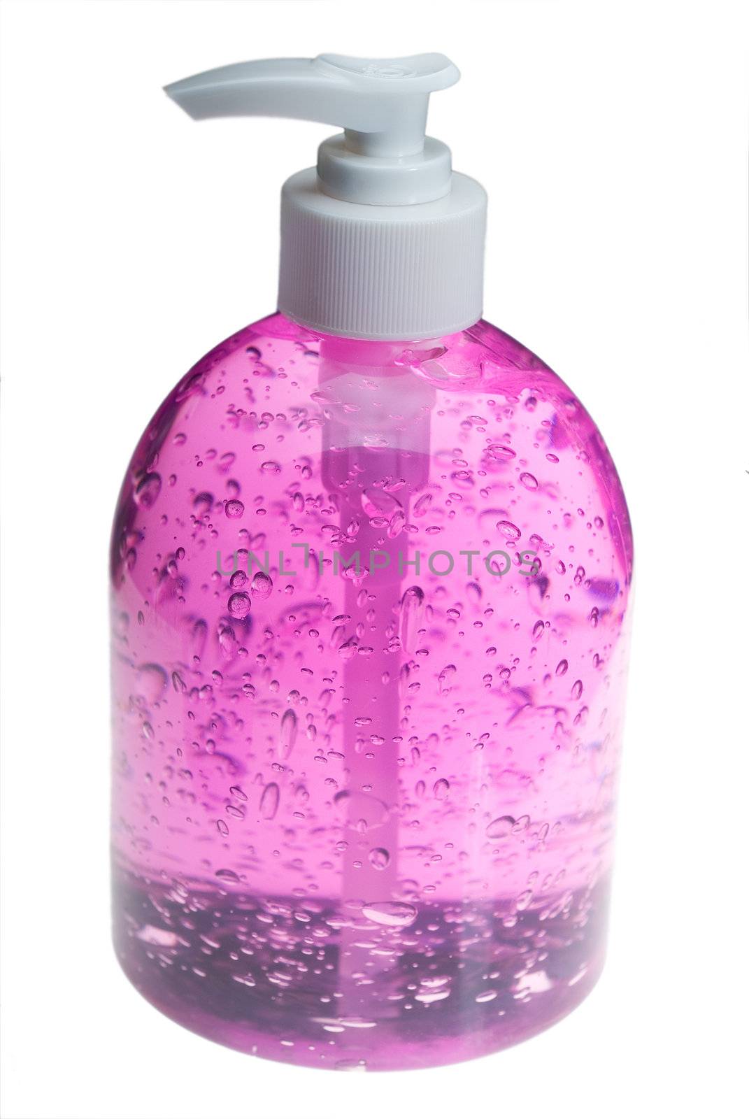 pink hair gel bottle over white by keko64