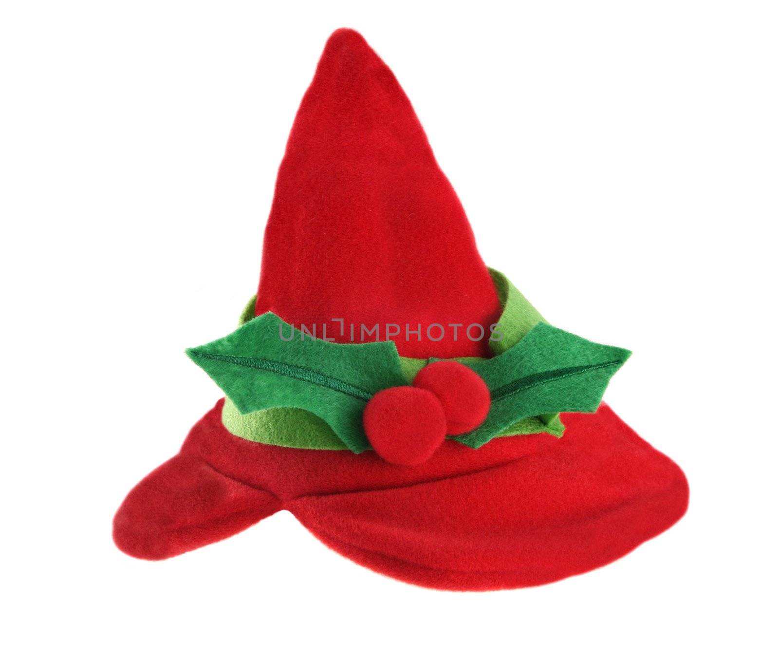 Elf holiday hat for human or animal isolated on white background