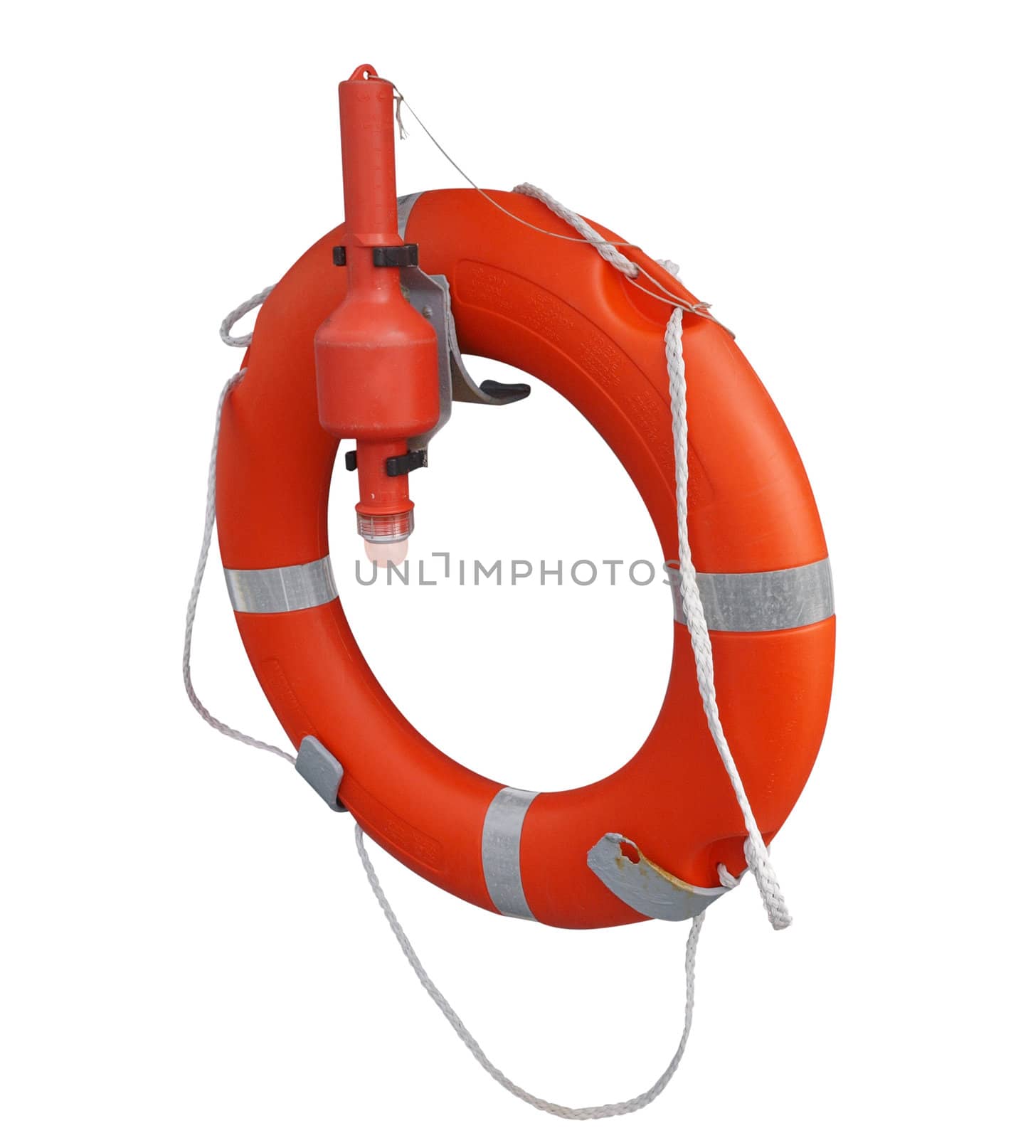 Life Buoy with light isolated with clipping path
