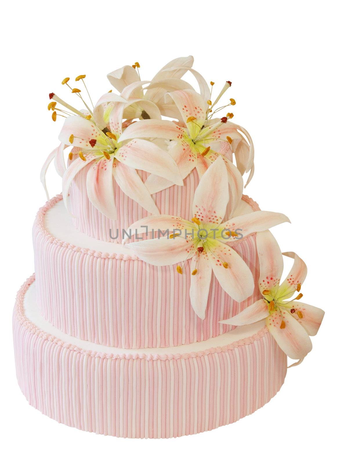 Three Tiered Iced Cake with Icing Orchid Decoration  by MargoJH