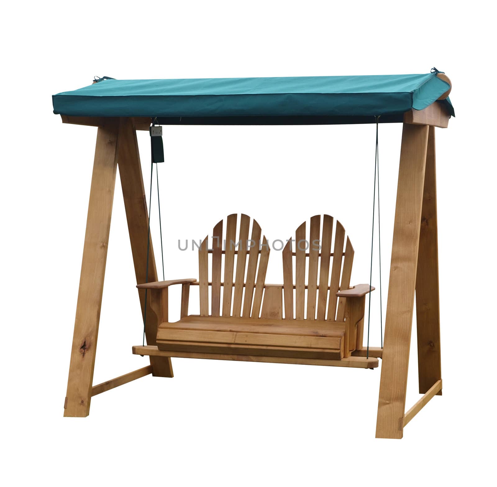Wooden Garden Swing Seat isolated with clipping path
