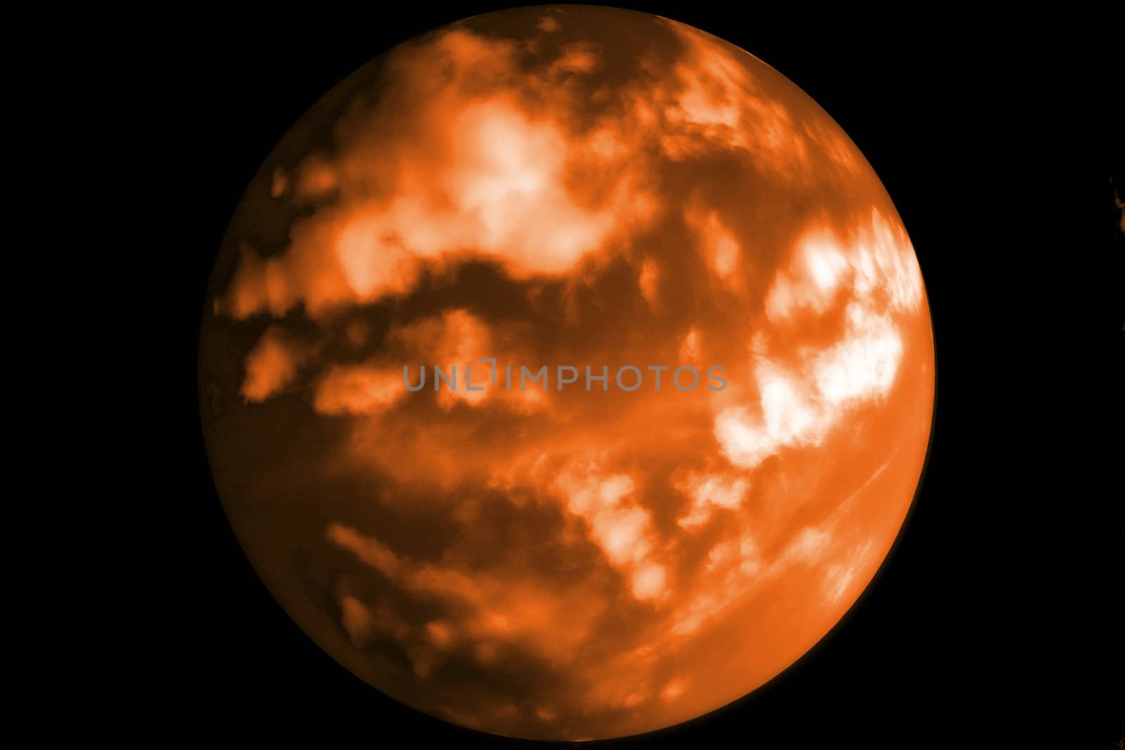 blurry planet with clouds and the look of being on fire