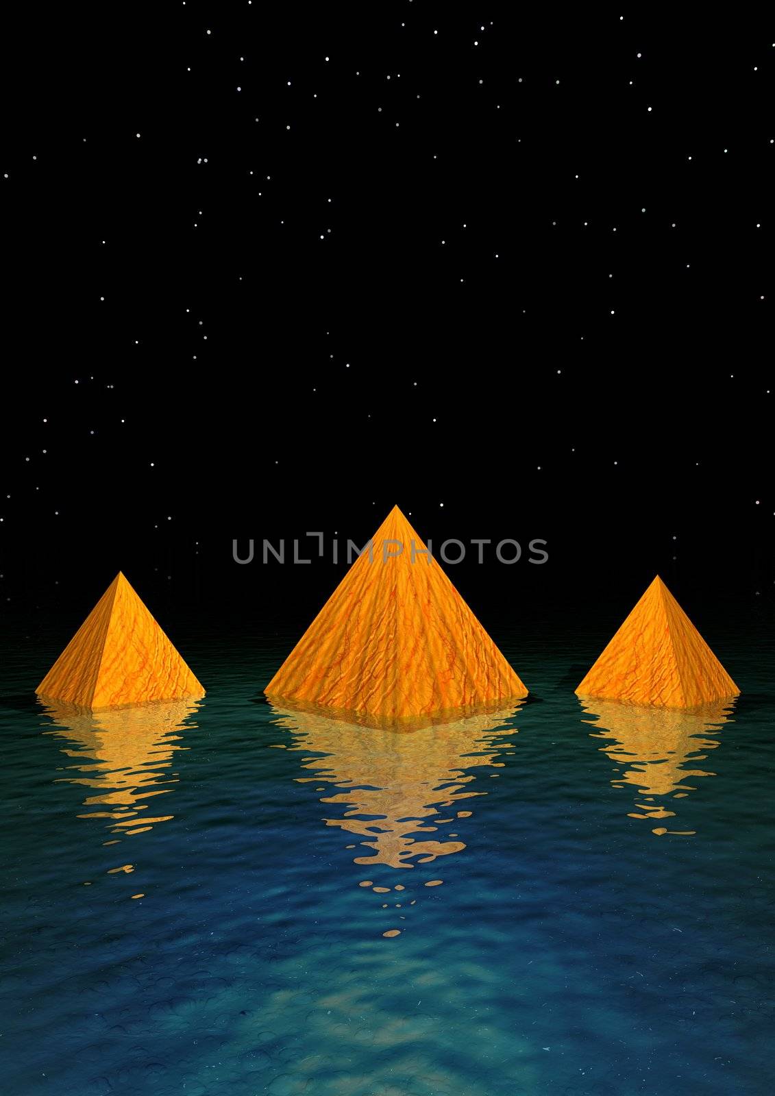 pyramids orange and water