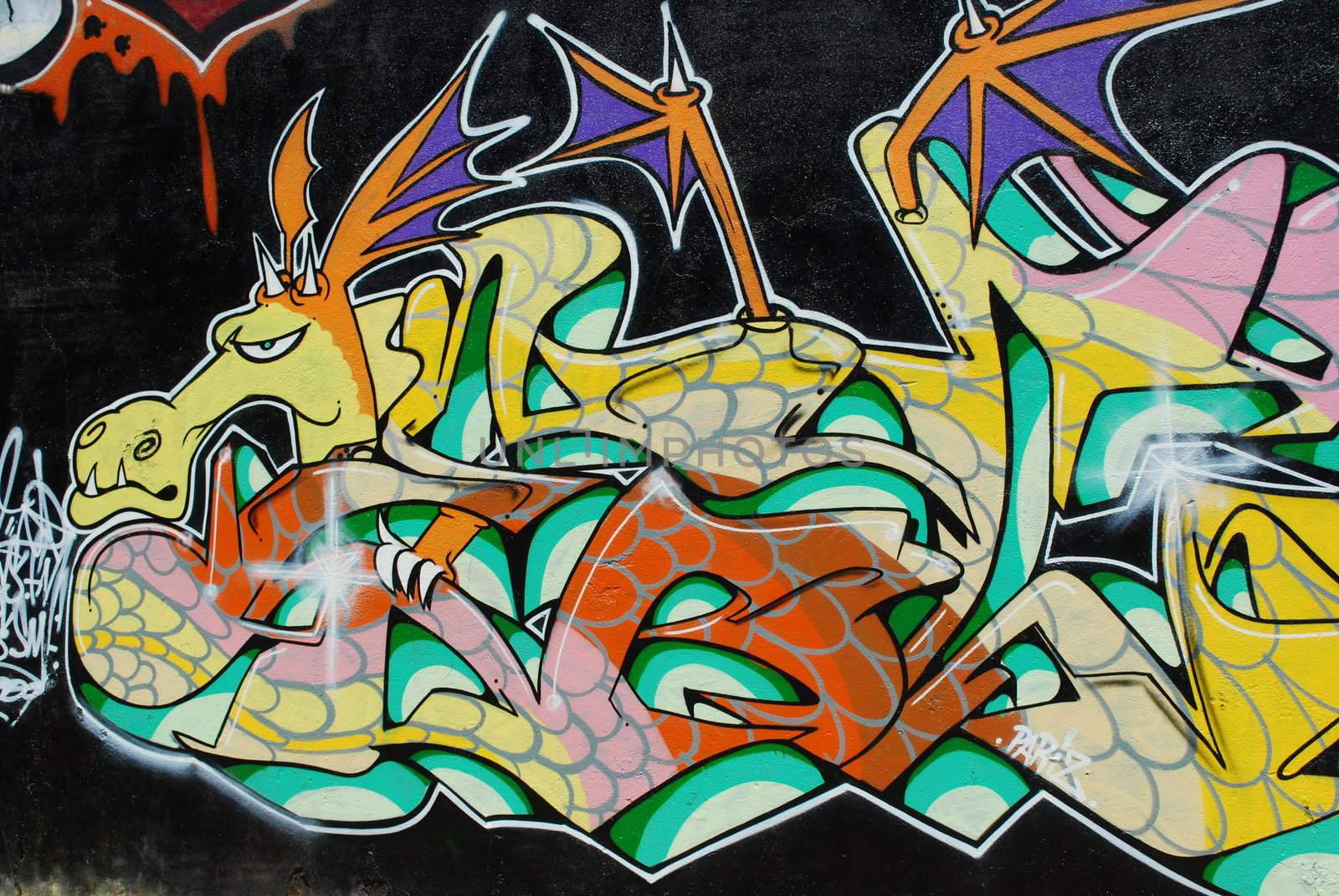 Graffiti Wall (Dragon) by luissantos84