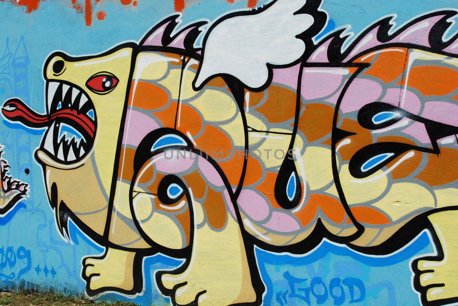 Graffiti Wall (Dragon) by luissantos84