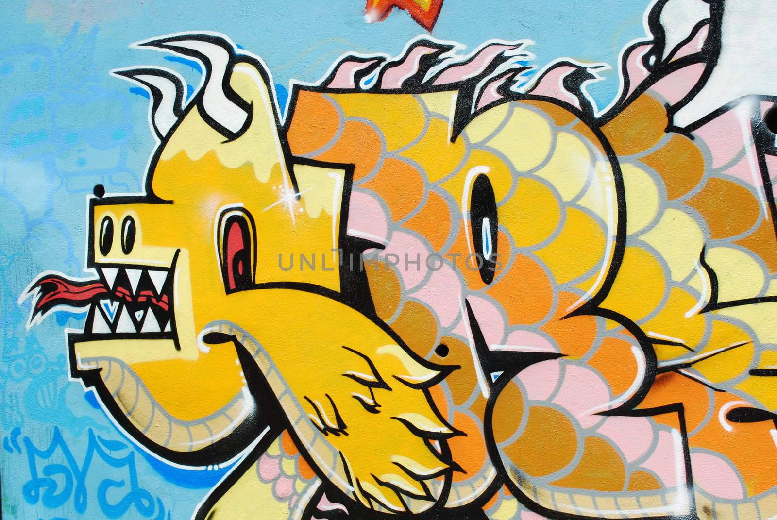 Graffiti Wall (Dragon) by luissantos84