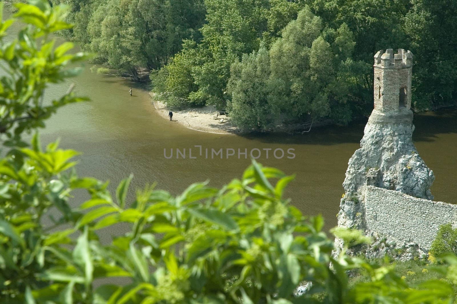 devin castle tower near danube river, ruins near bratislava, capital of slovakia