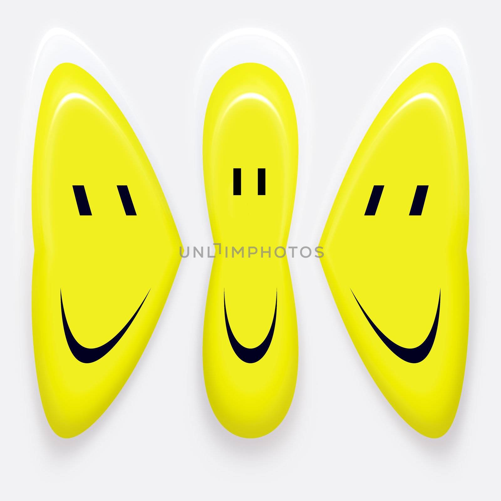 three smiley symbols talking to eachother in intimity