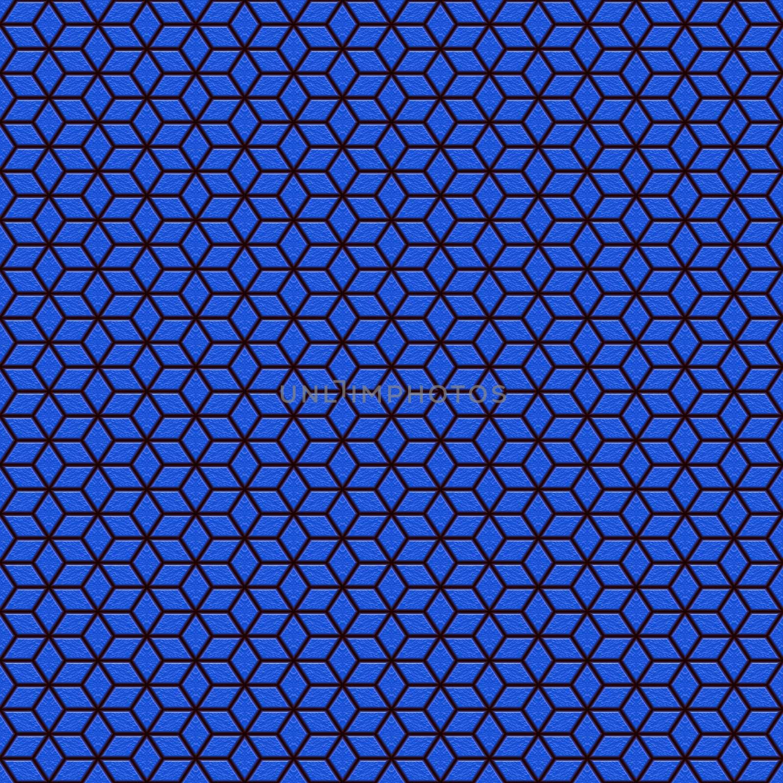seamless texture of black maze on blue shiny background