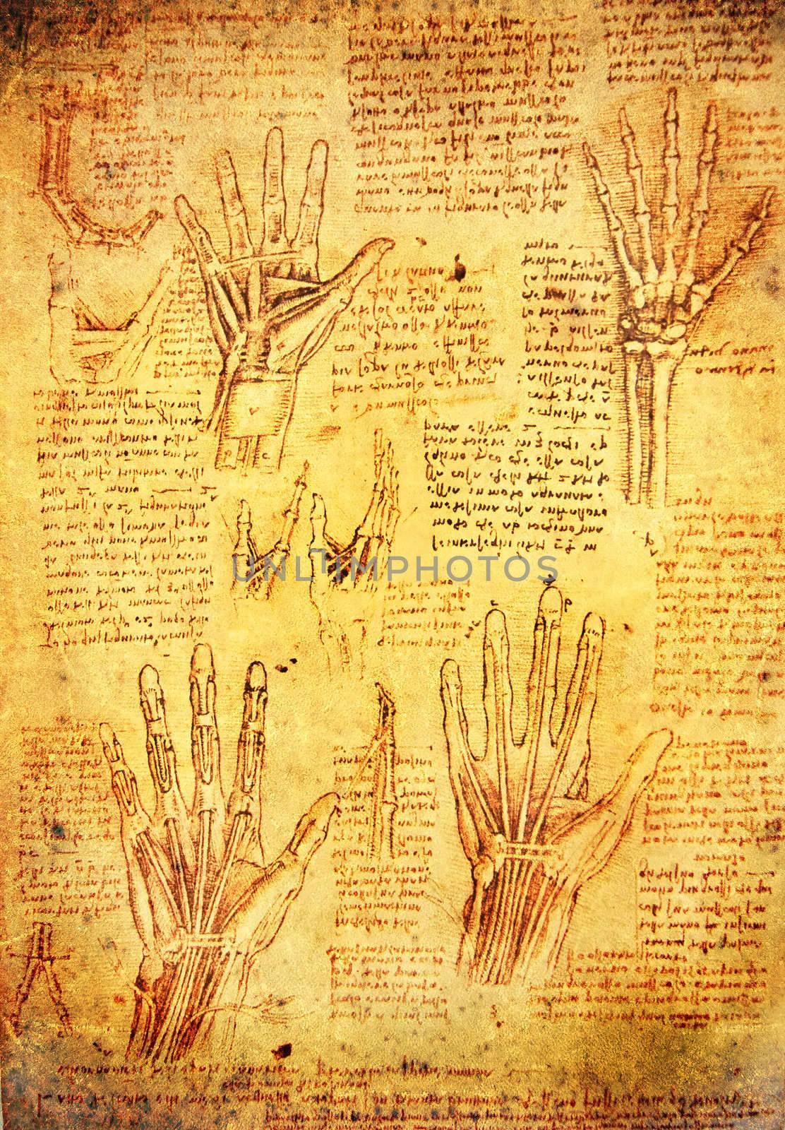 leonardo da vinci antomy hands