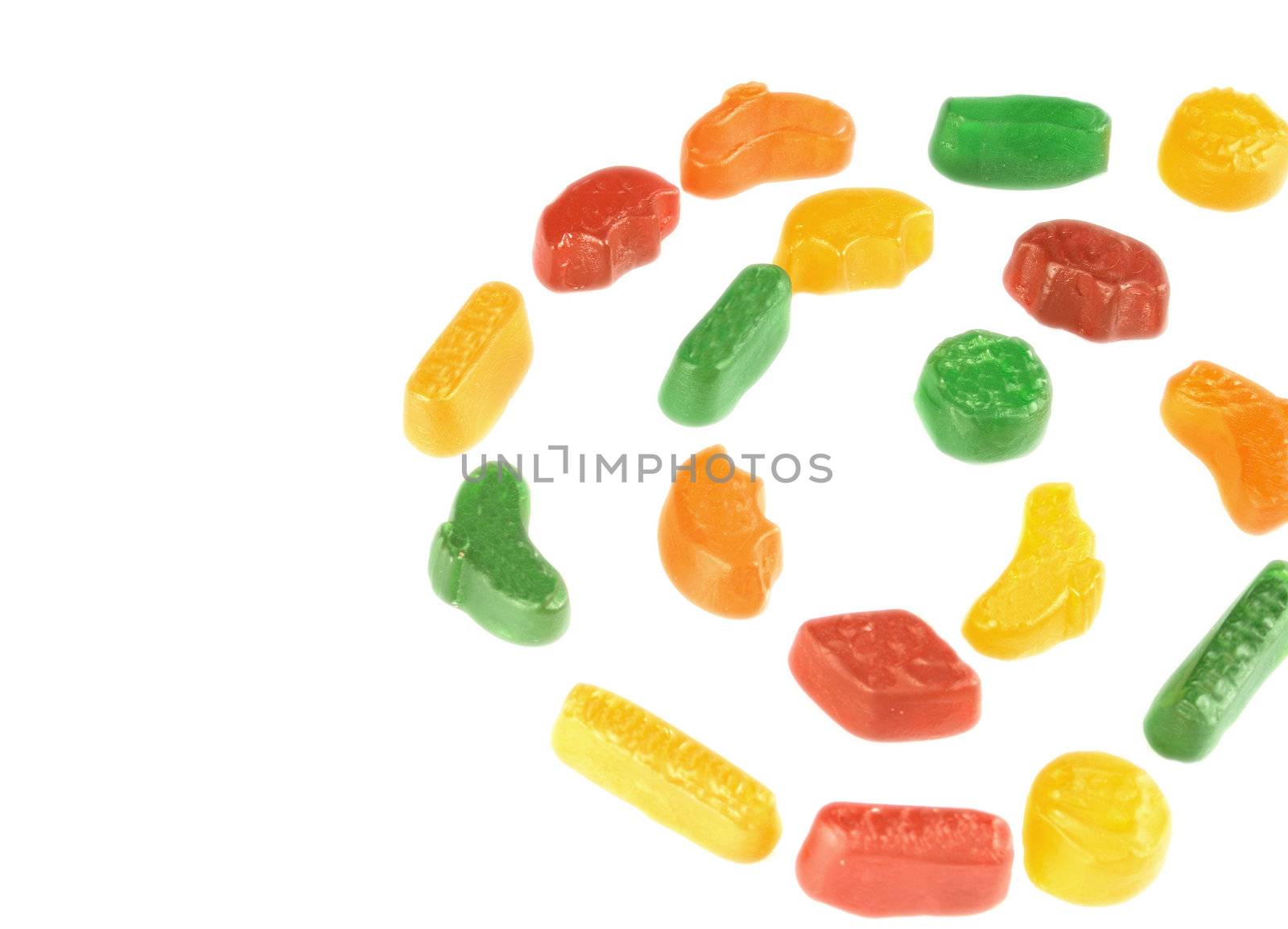 coloured candy sweets isolated over a white background