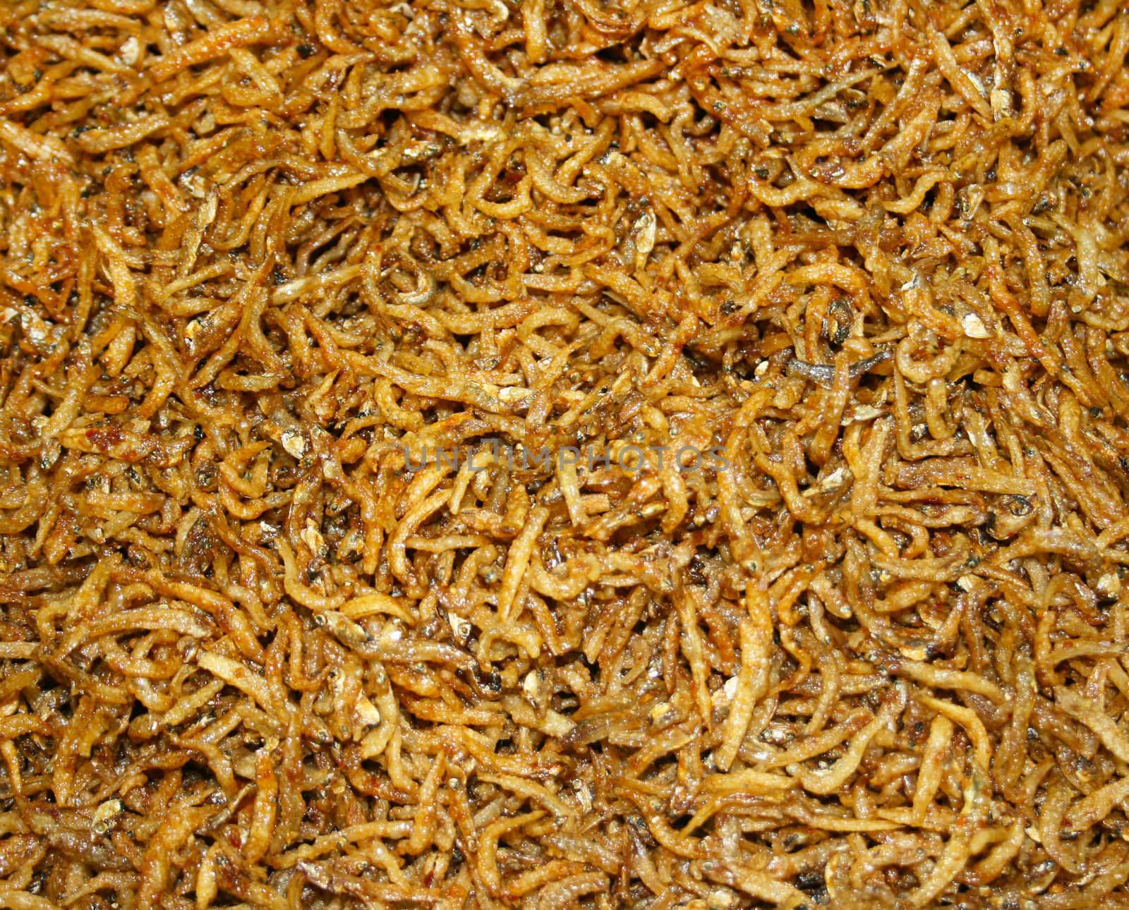 Fried worm in Thailand in butter;oil;grease