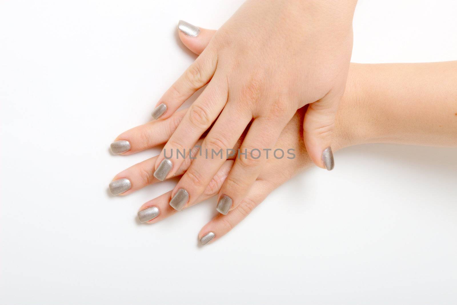 polishing the fingernails and manicure in a beautycenter