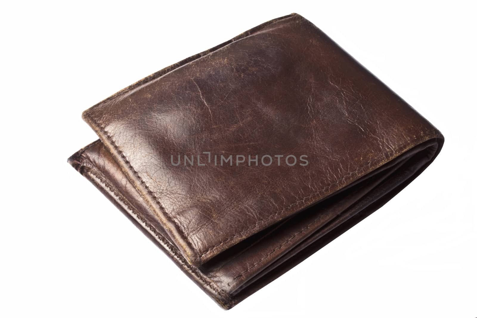 Old Brown wallet isolated on white background 
