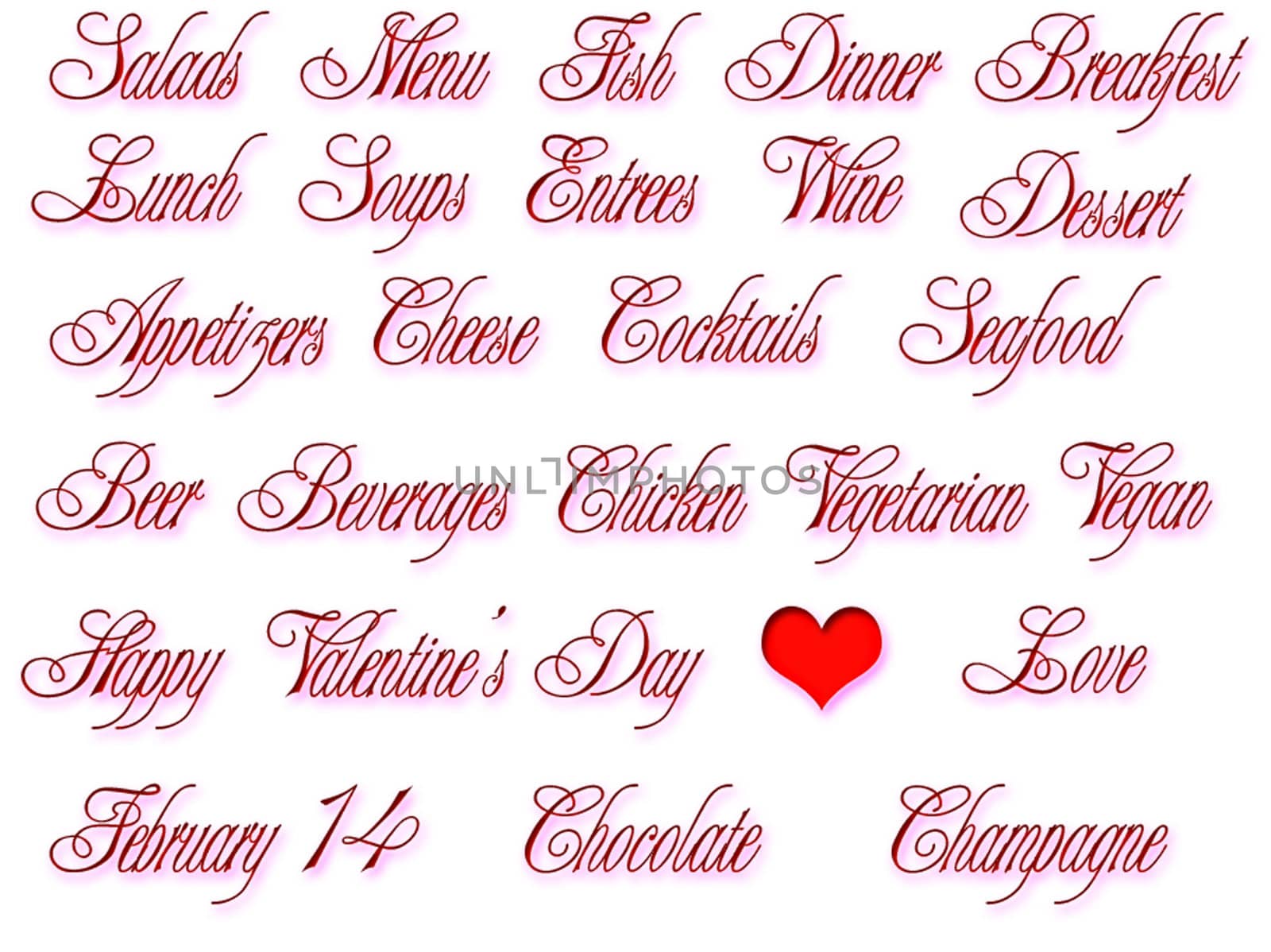 Cutout Valentine's Menu for a restaurant or a private event