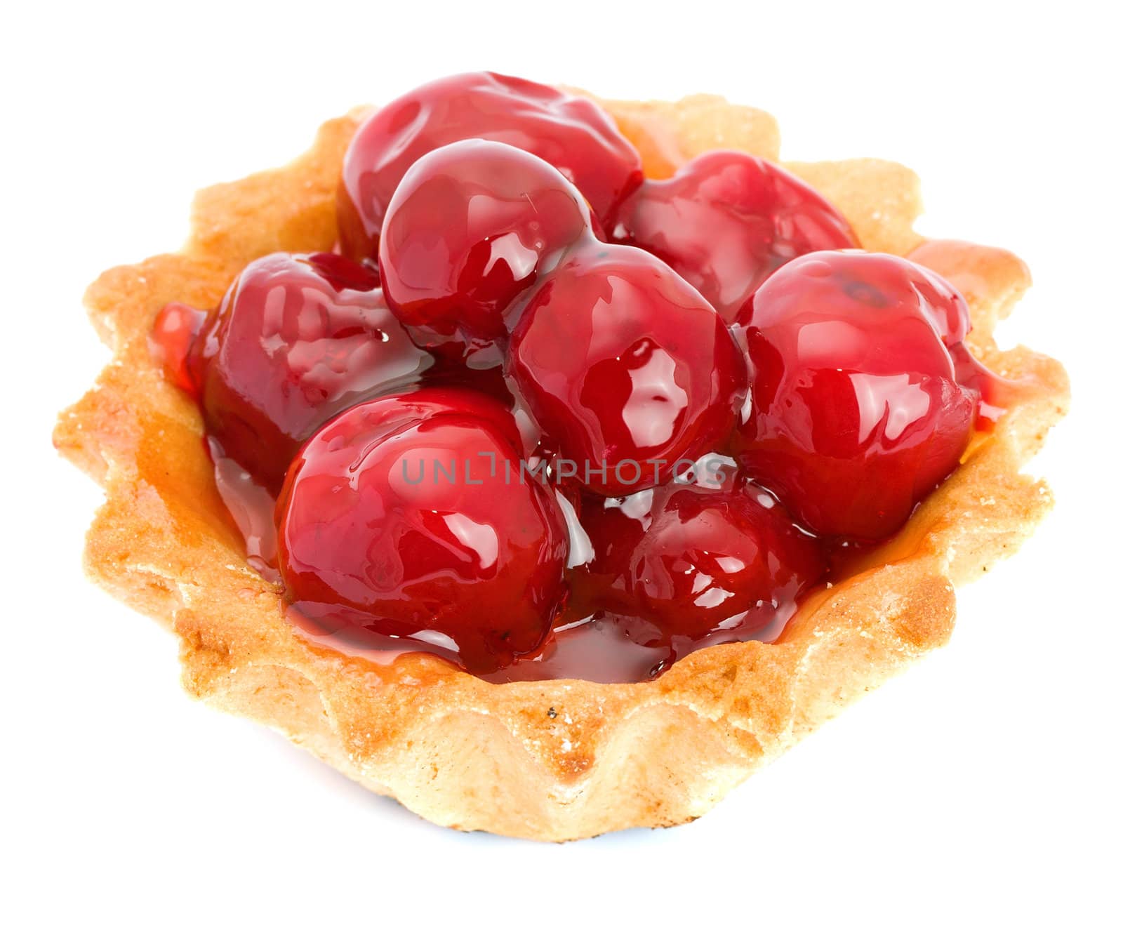 Cake with Fruit cherry isolated on white