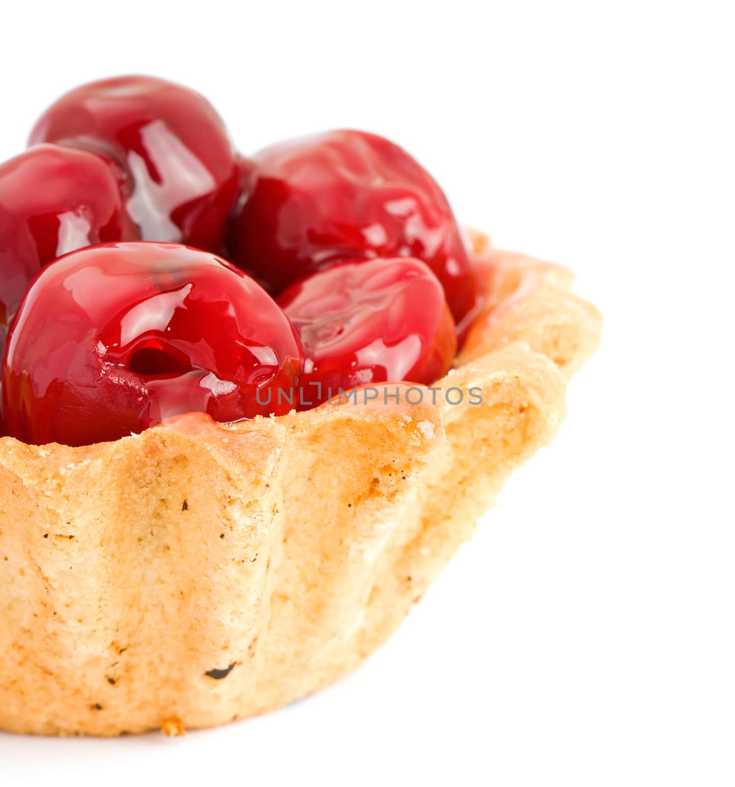 Cake with Fruit cherry isolated on white