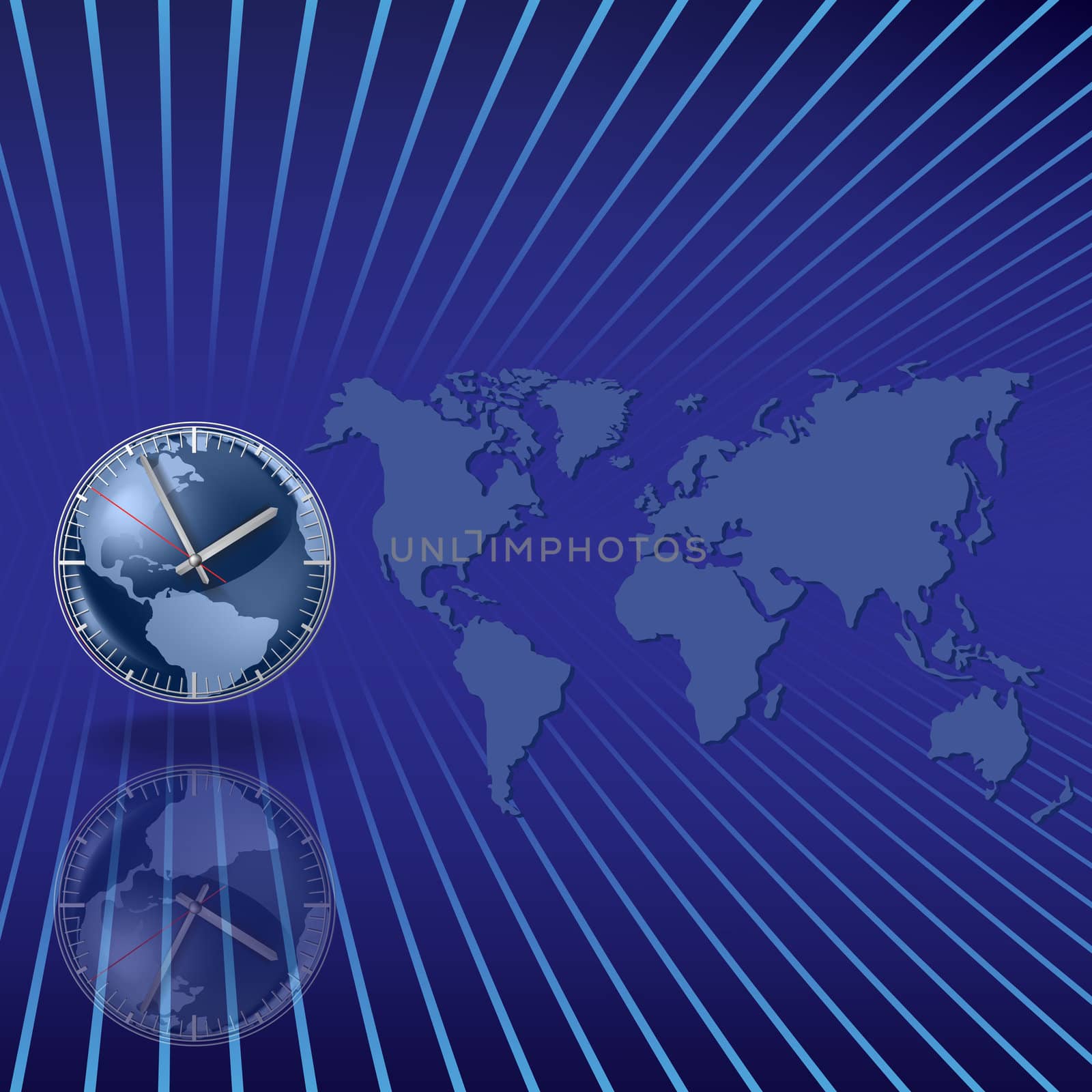 Abstract background with clock and earth map