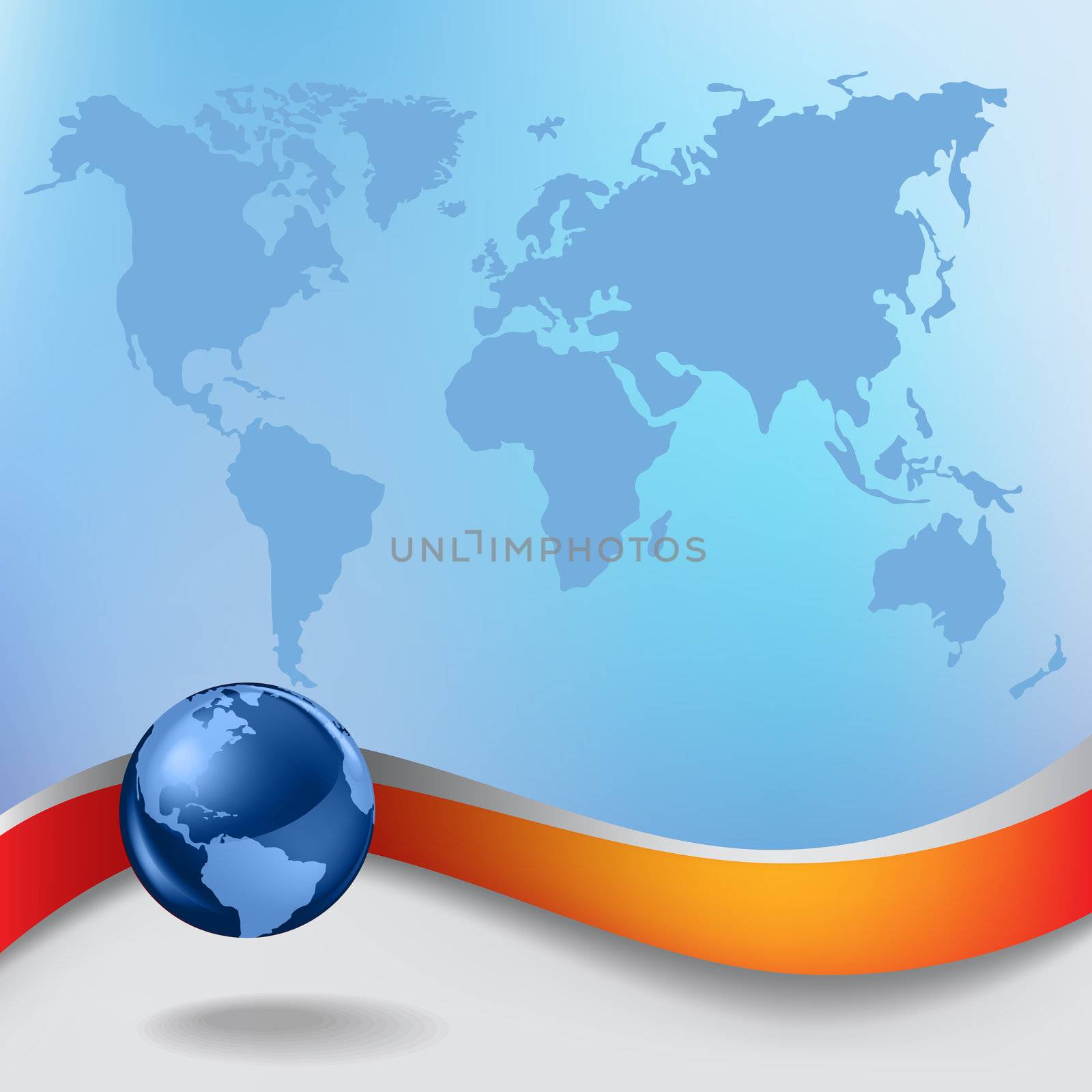 Abstract business background with blue globe and earth map