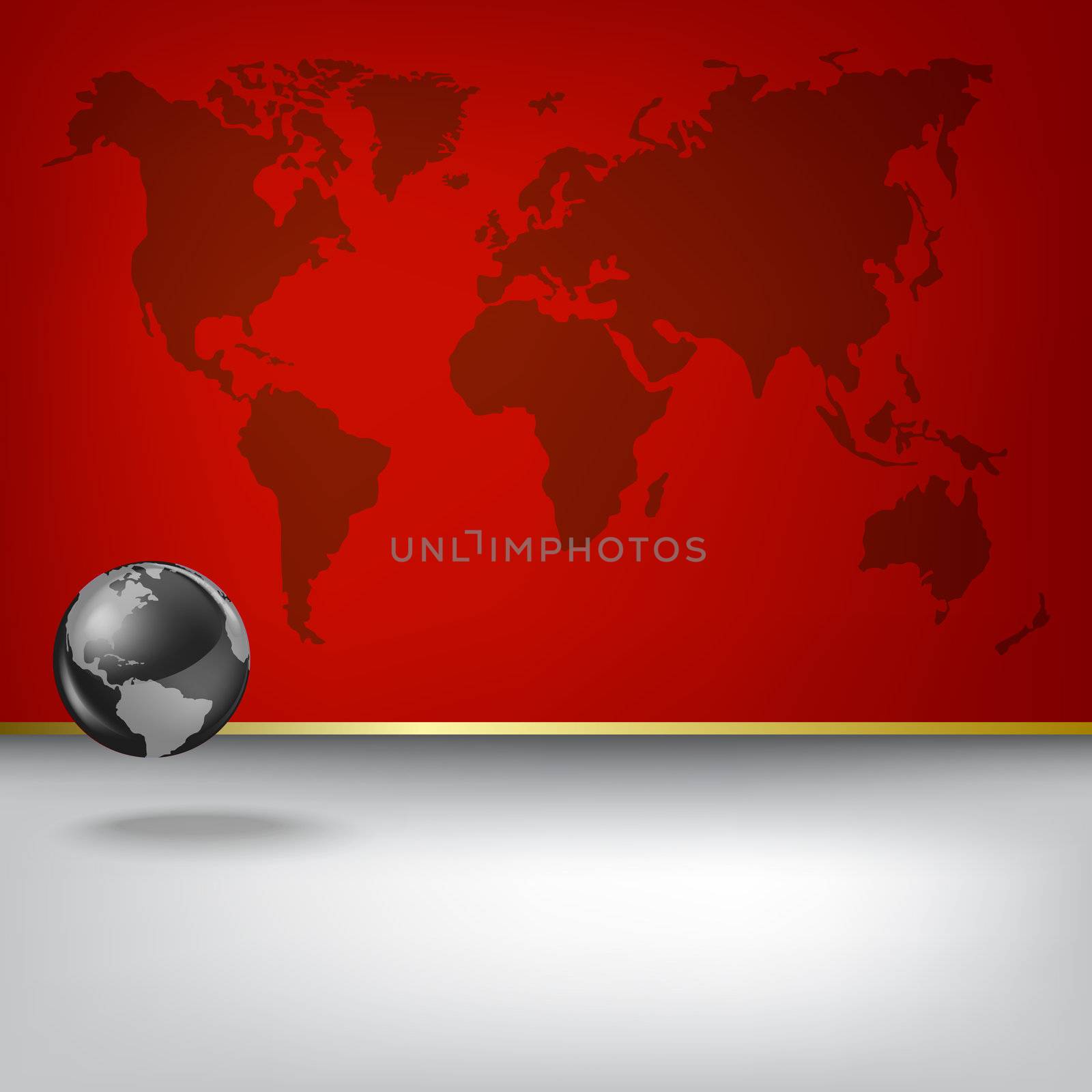 Abstract business background with red map and globe