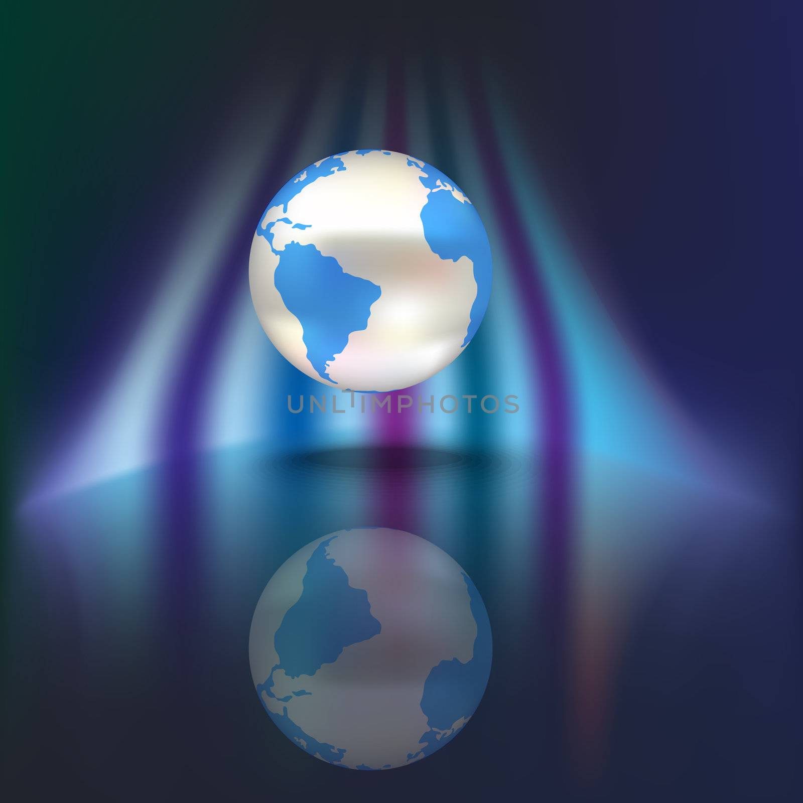 Abstract dark background with globe on a blue