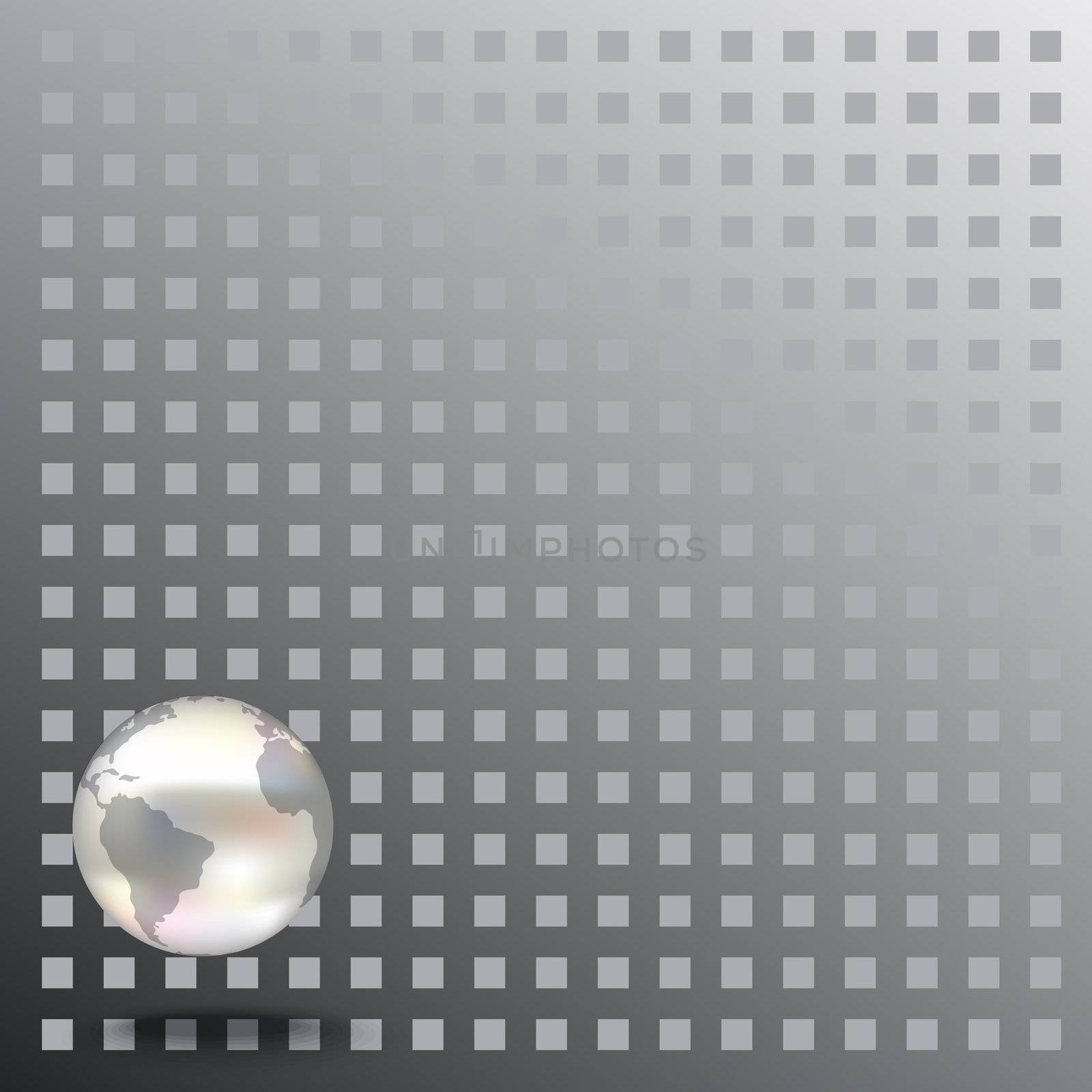 Abstract dark background with globe on grey