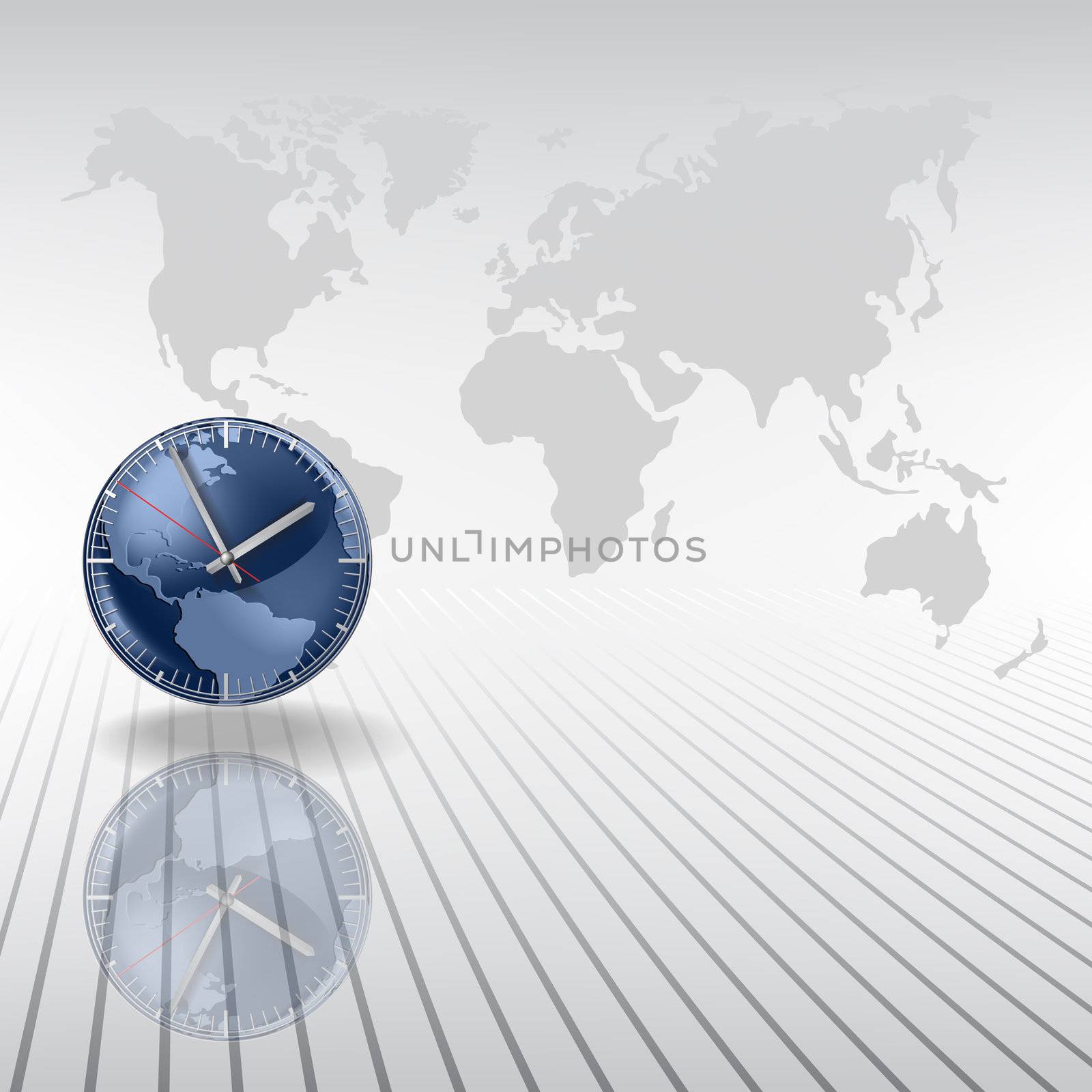 Abstract background with clock on a grey