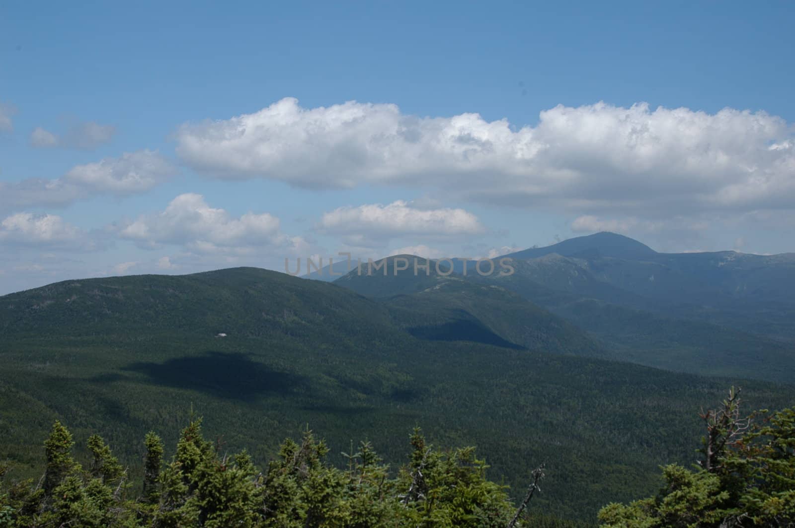 View along of the White Mountains in northern New Hampshire