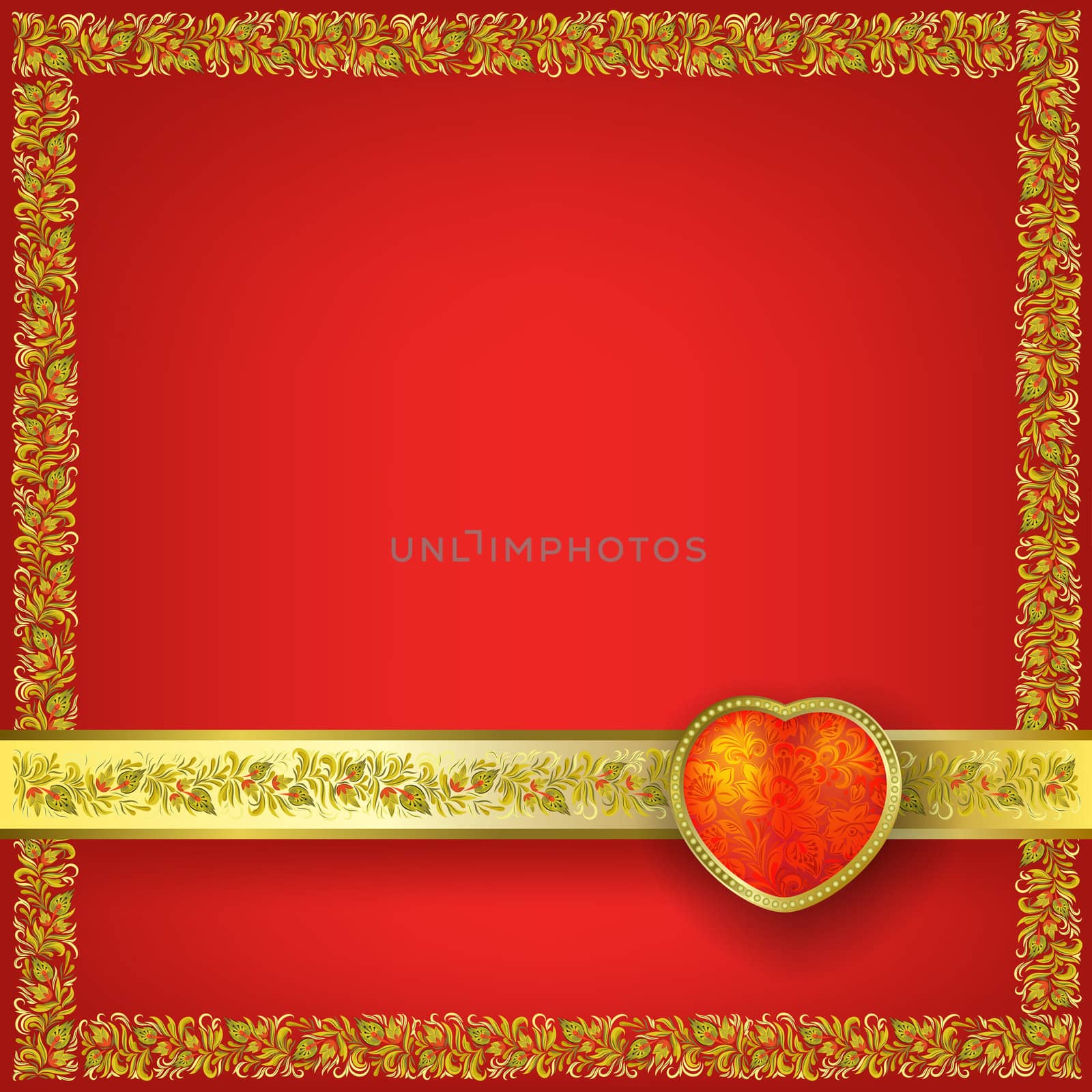 Valentines greeting with red heart by lem