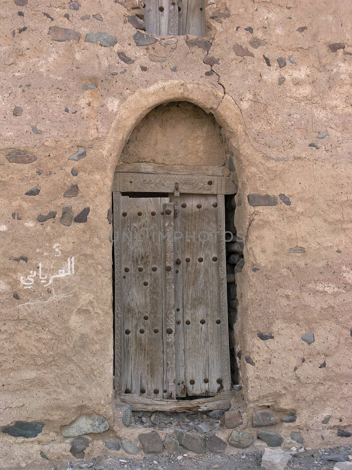 The door of the old fort at Al Naslah, United Arab Emirates.