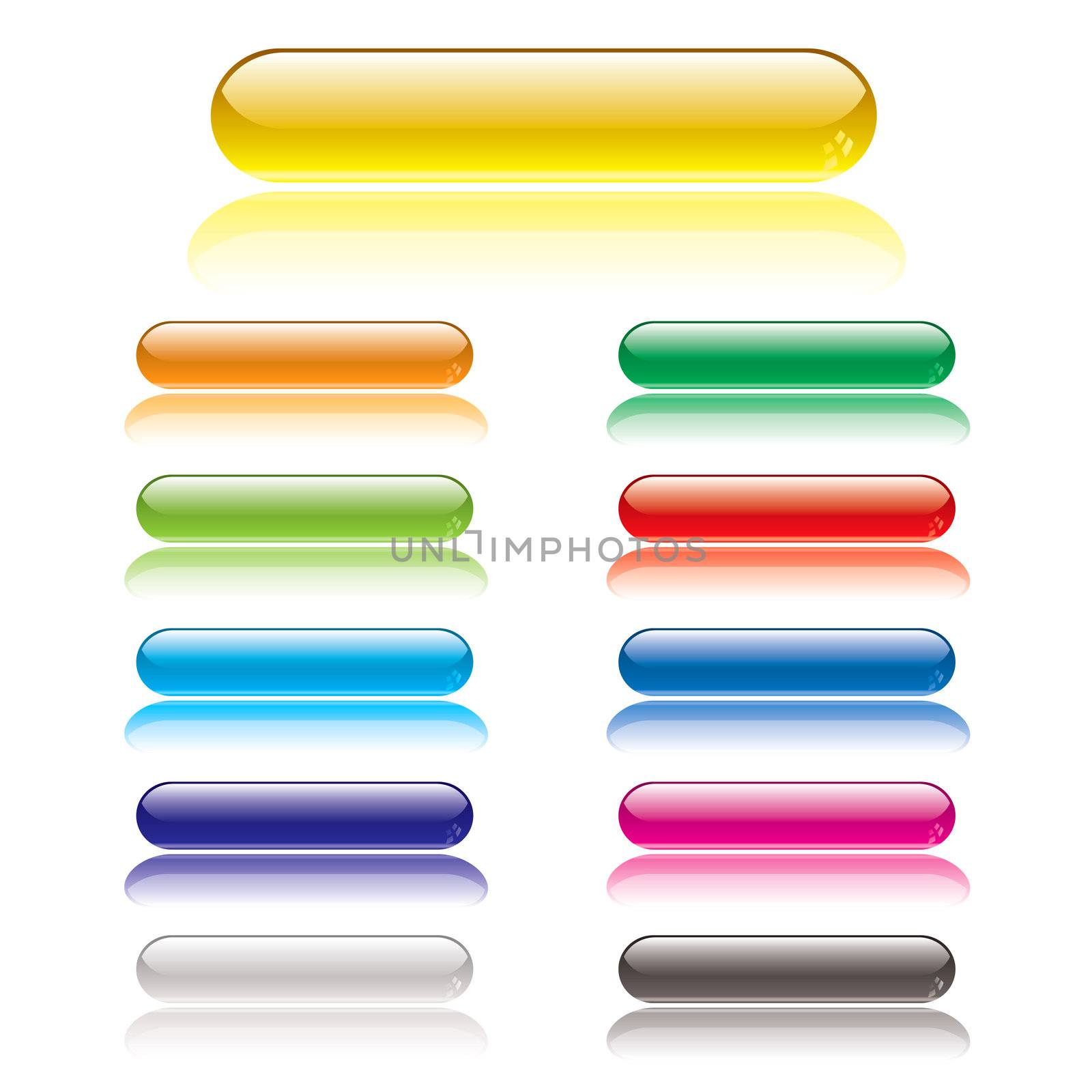 Collection of lozenge gel filled icon buttons with shadow