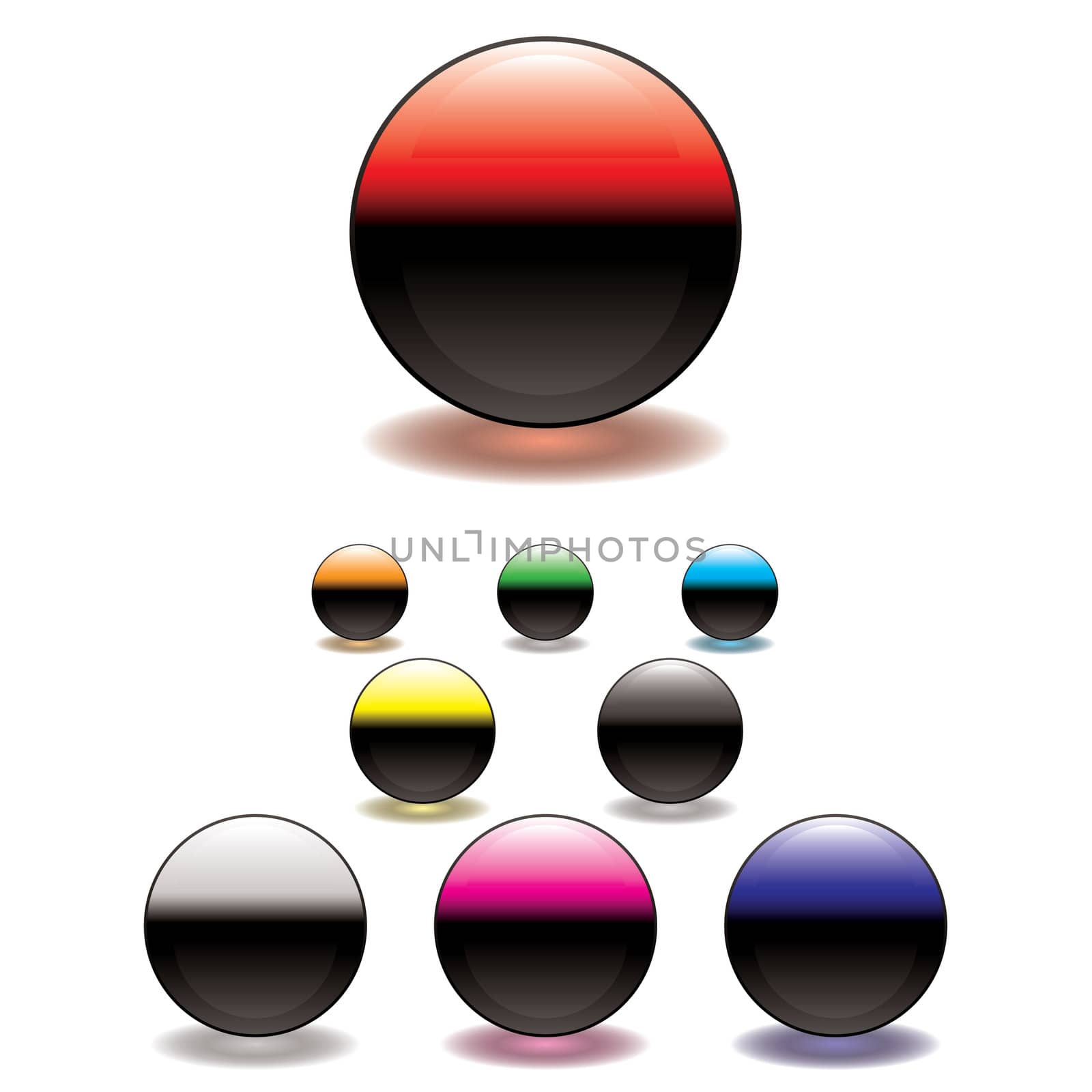 Colorful gel filled icon button with glowing ring shadow