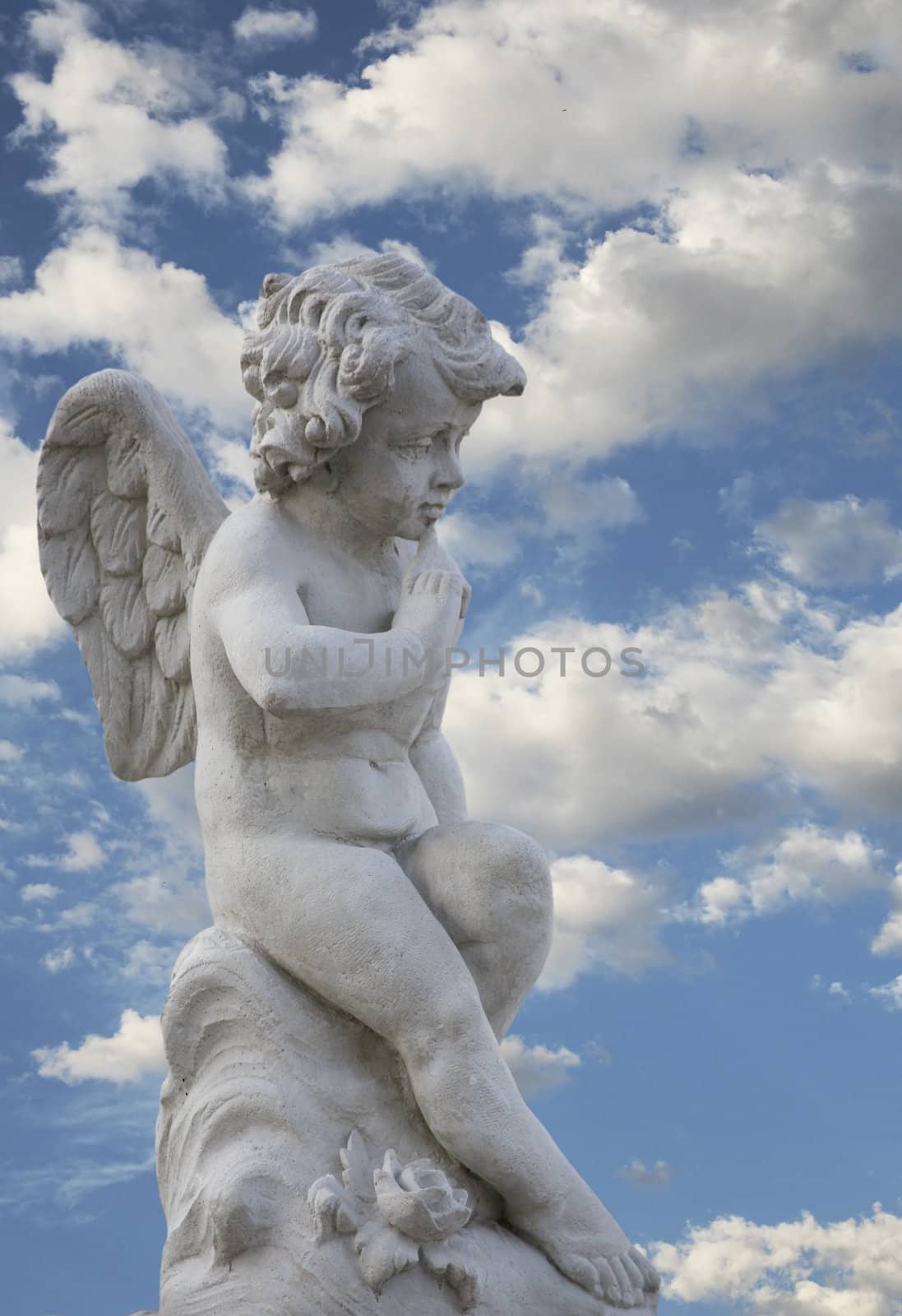 Gorgeous angel statue with beautiful sky