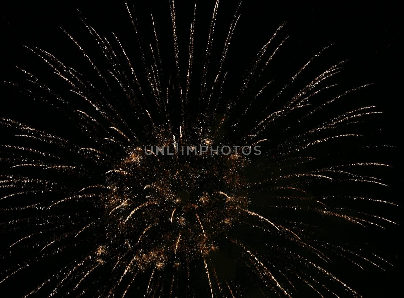 Golden fireworks starburst