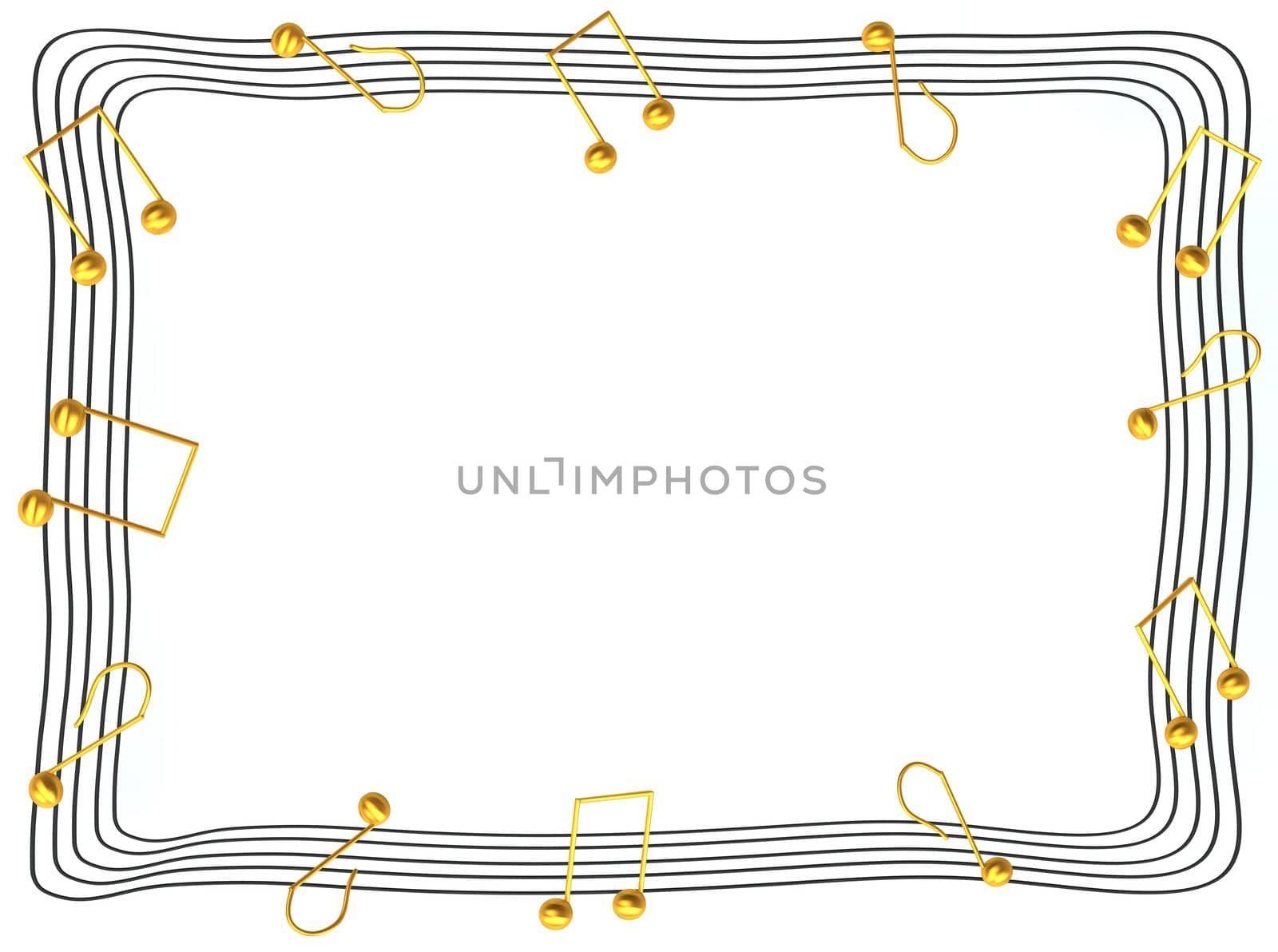 Musical notes photo frame 3d rendered for web