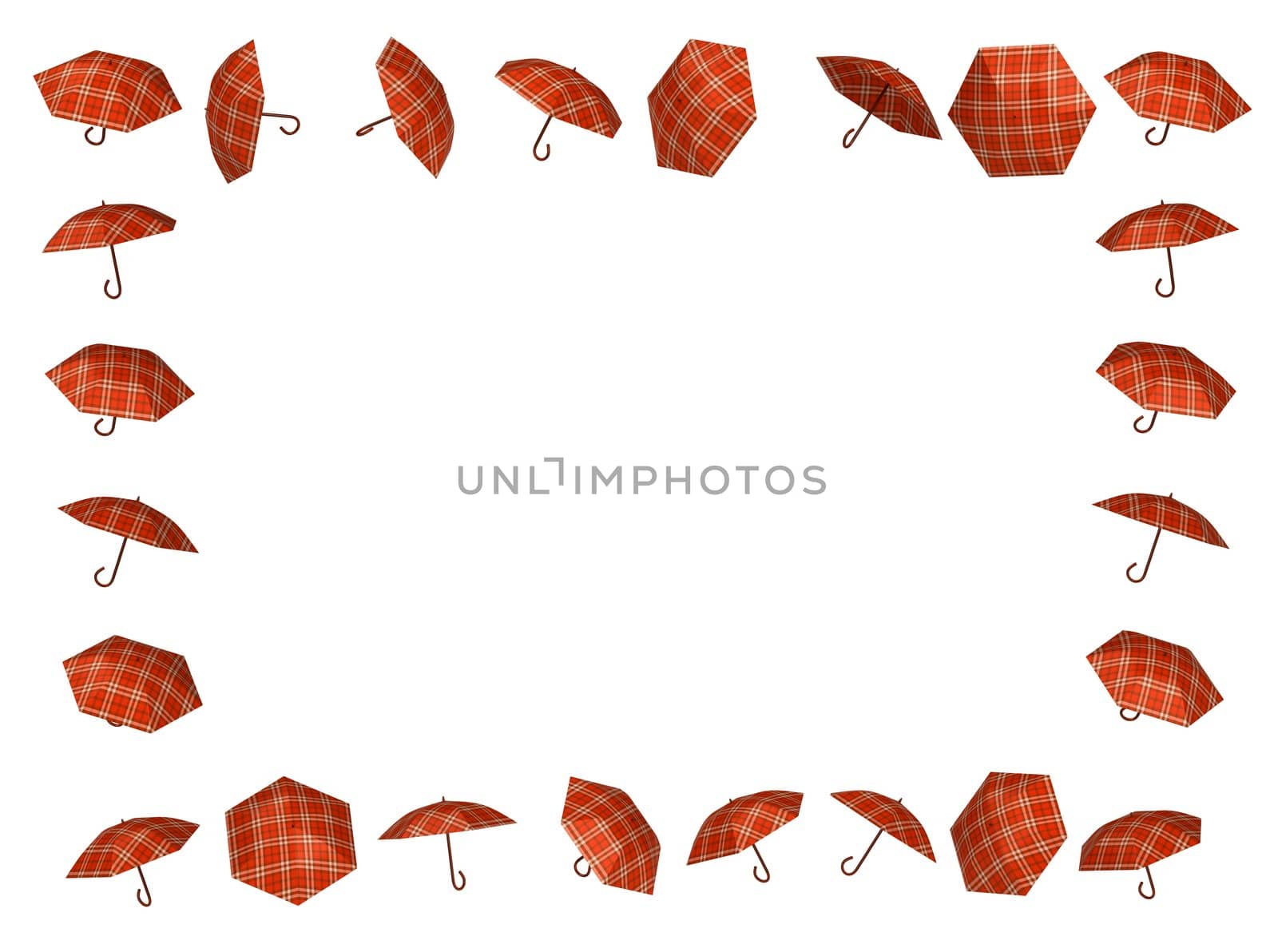 Red umbrella photo frame 3d rendered for web