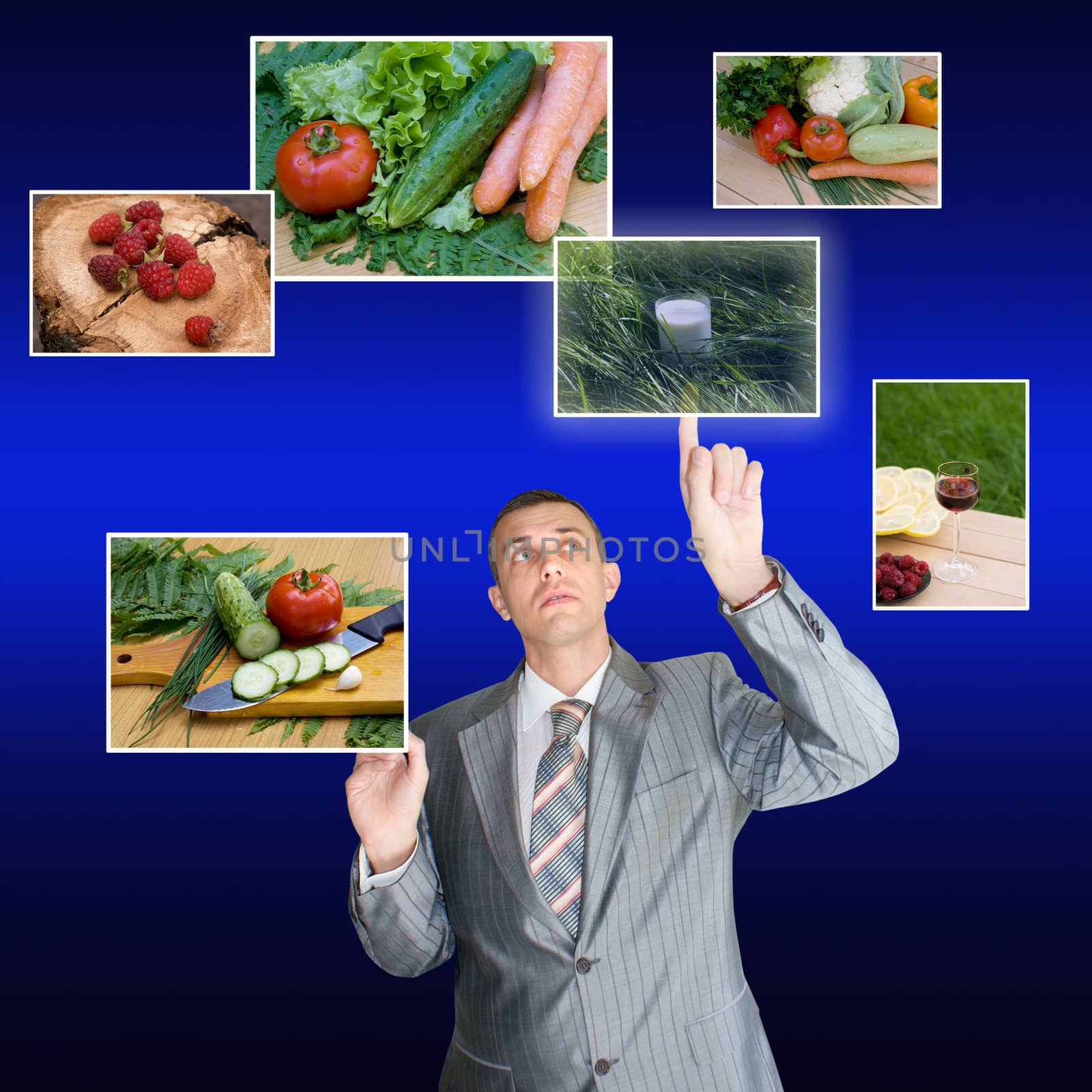 The manager of restaurant business recommends a wide choice of products for a healthy food