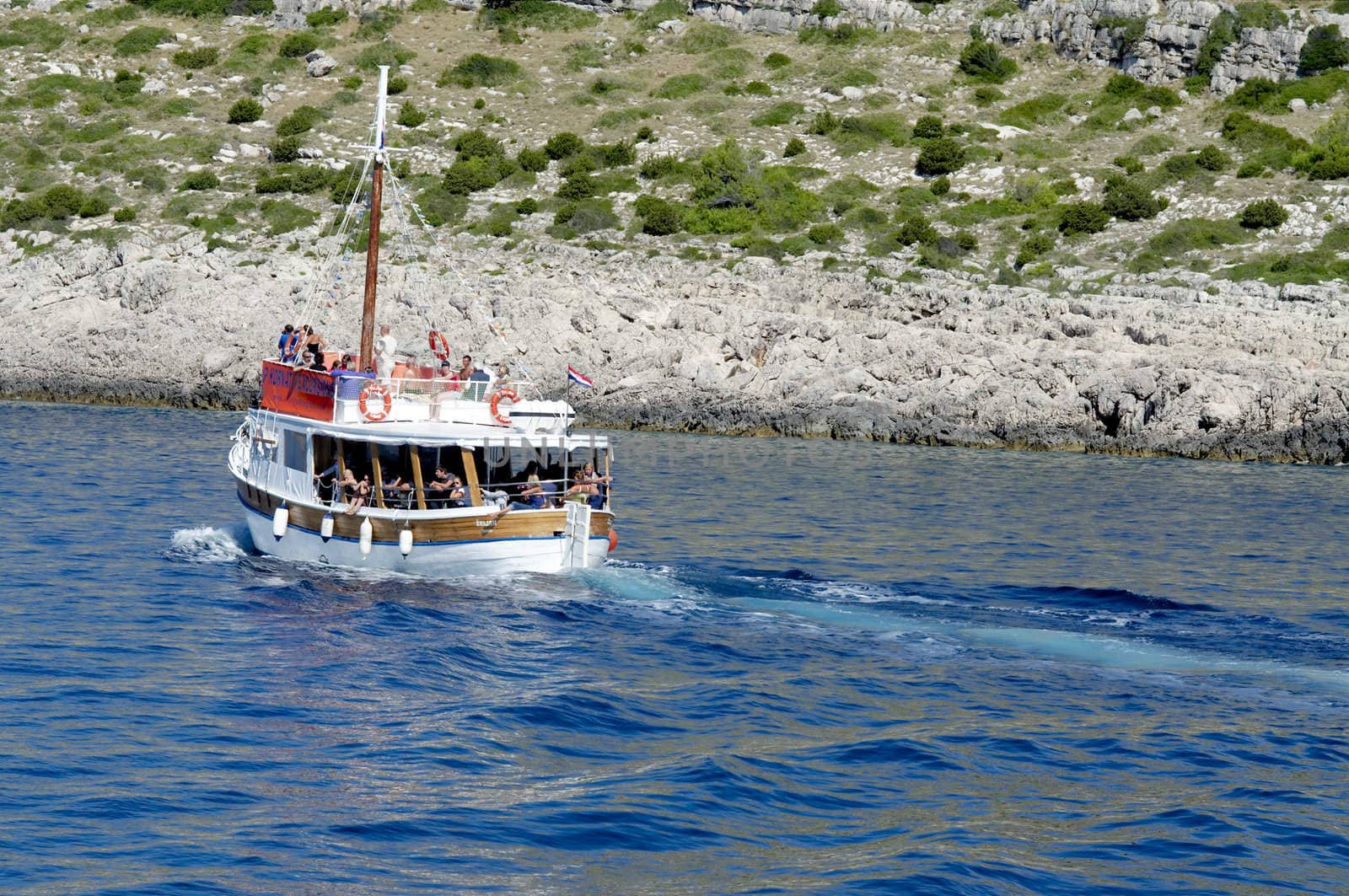 Day cruise crossing the Croatian islands towards croatia
